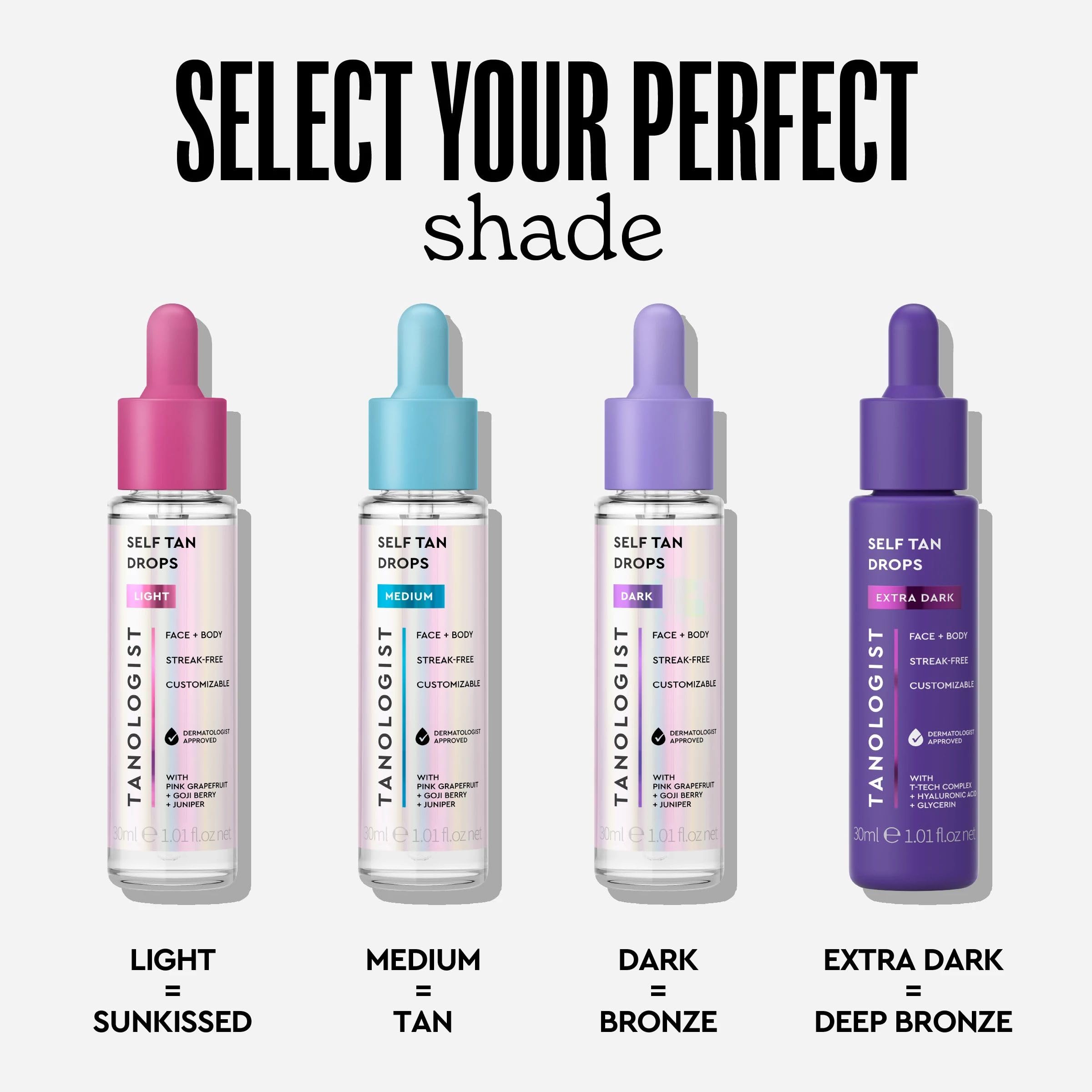Tanologist Dark Self Tan Drops, Streak-Free Body & Face Tanning Drops, No Fake Tan Smell