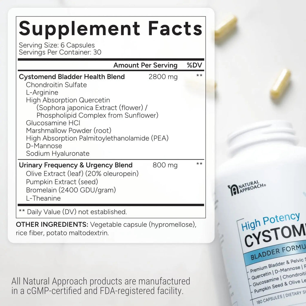 CystoMend Bladder & Pelvic Discomfort Formula (High Potency) - Supports Less Flares & Urgency* - Premium Bladder Support for Women & Men - USA Manufactured & Third-Party Tested - 180 Capsules CystoMend Au supplements
