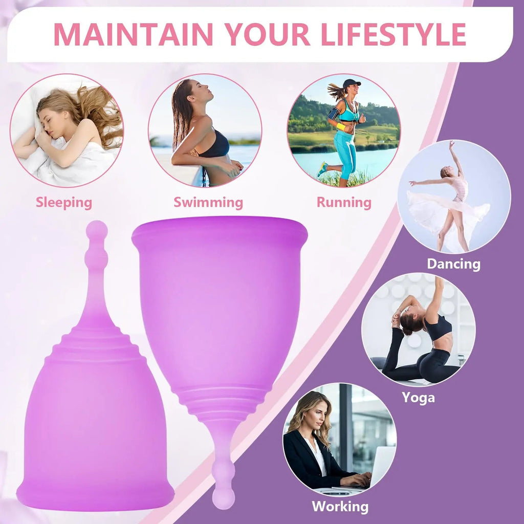 AURUZA Menstrual Cups, Set of 2 Reusable Period Cups Kit for Girls & Women, Silicone Soft Cups AURUZA Au supplements