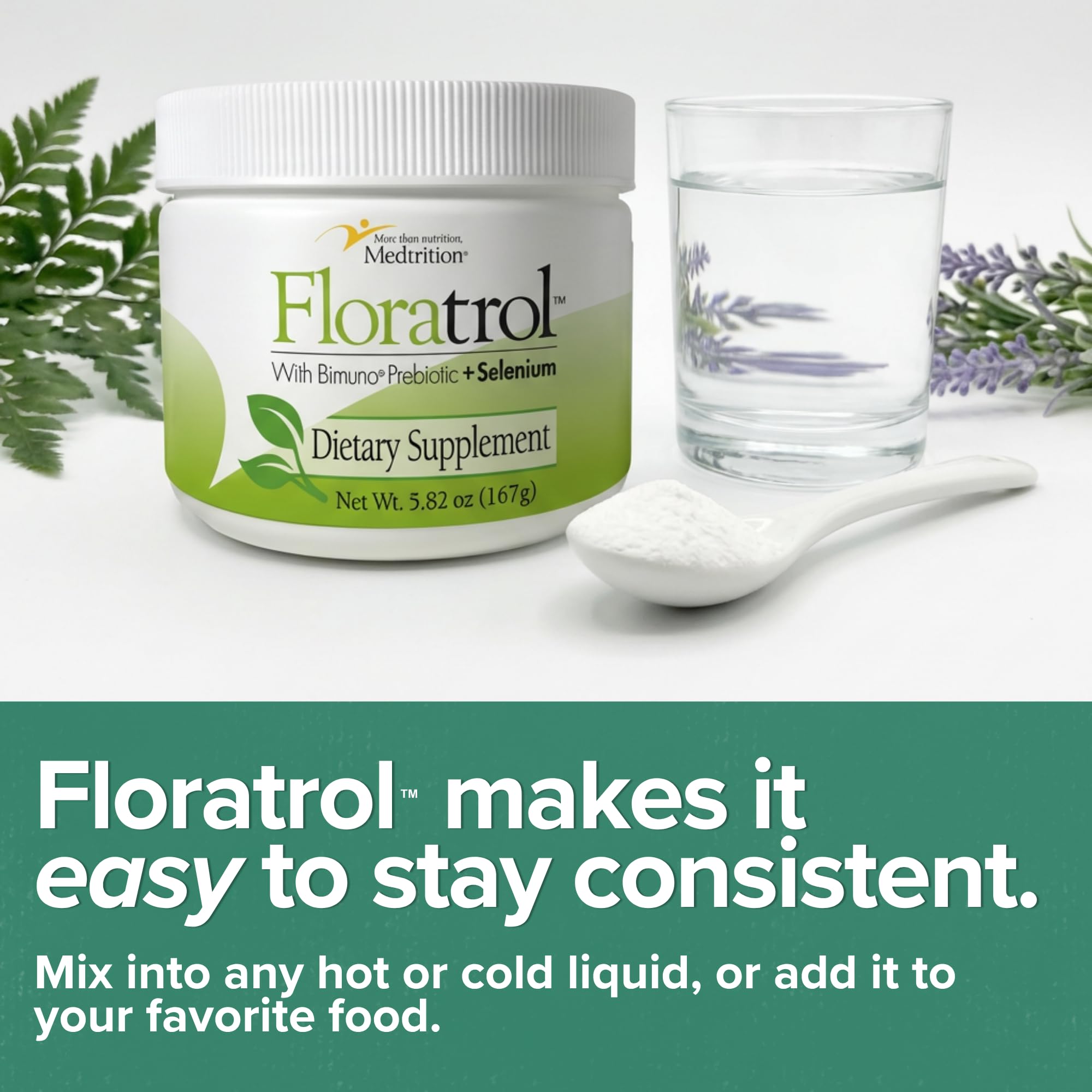 Medtrition Floratrol™ Prebiotic Fiber Powder for Digestive Health – Bimuno® GOS Prebiotic + Selenium – Supports Gut Health & Regularity – Dissolves Clear and Fast,
