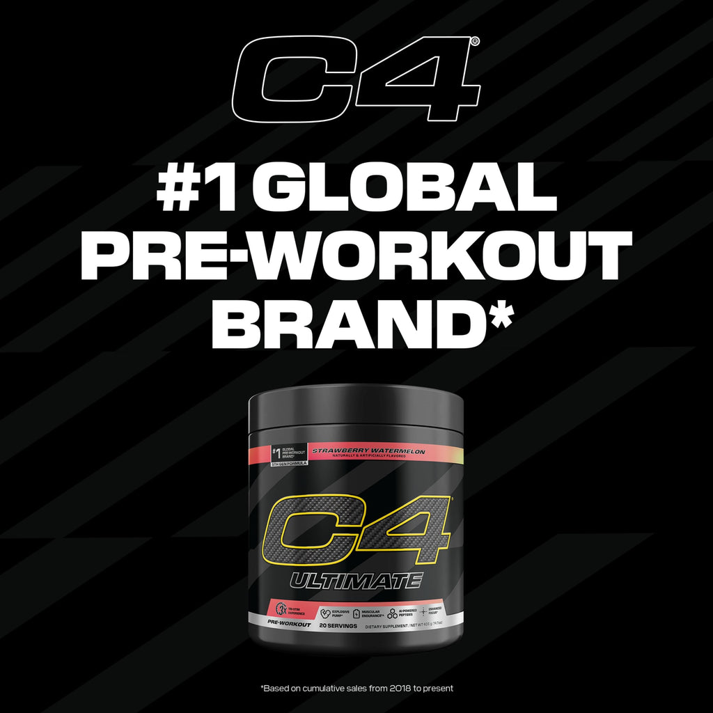 C4 Ultimate Pre Workout Powder Watermelon - Sugar Free Preworkout Energy Supplement for Men & Women - 300mg Caffeine + 3.2g Beta Alanine