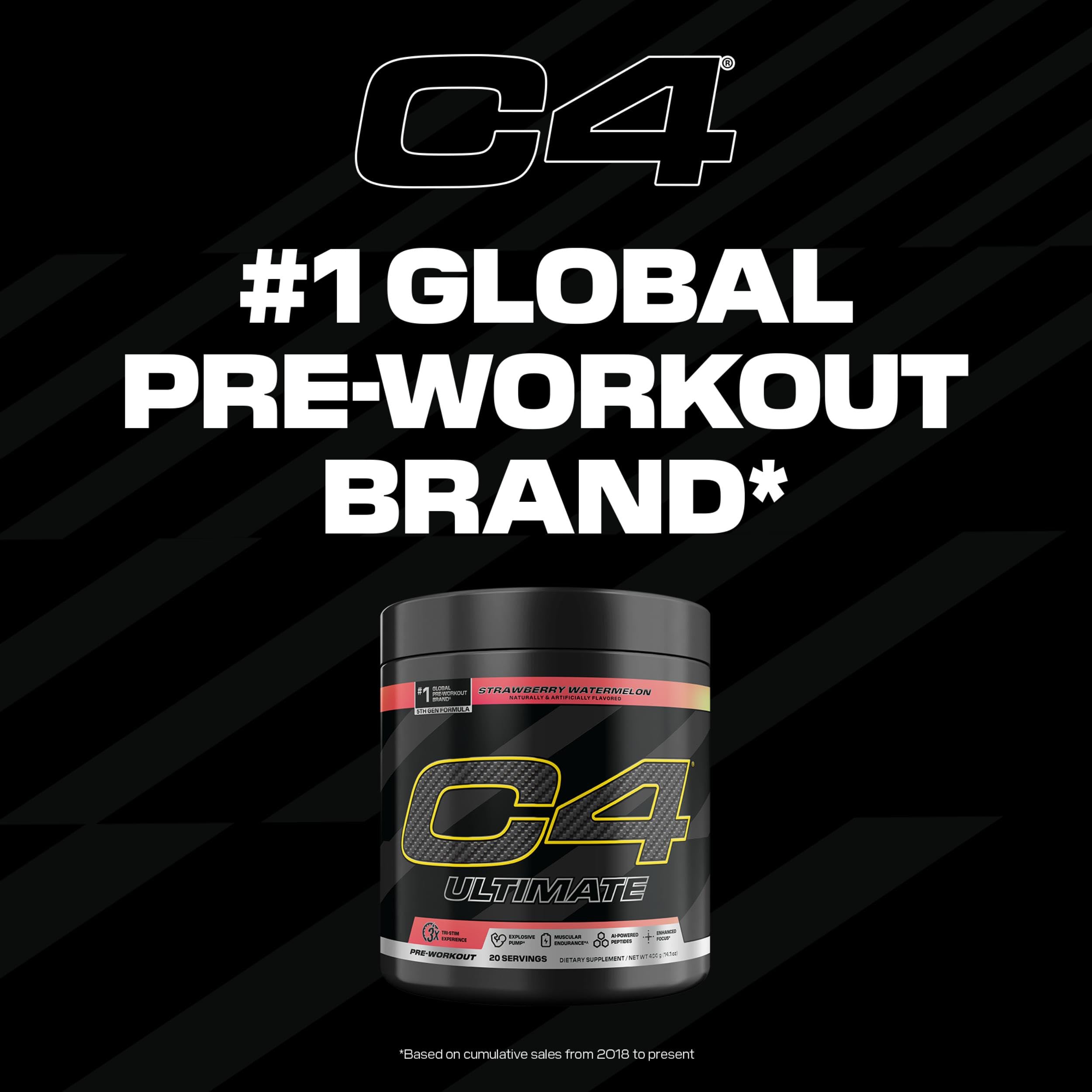 C4 Ultimate Pre Workout Powder Watermelon - Sugar Free Preworkout Energy Supplement for Men & Women - 300mg Caffeine + 3.2g Beta Alanine
