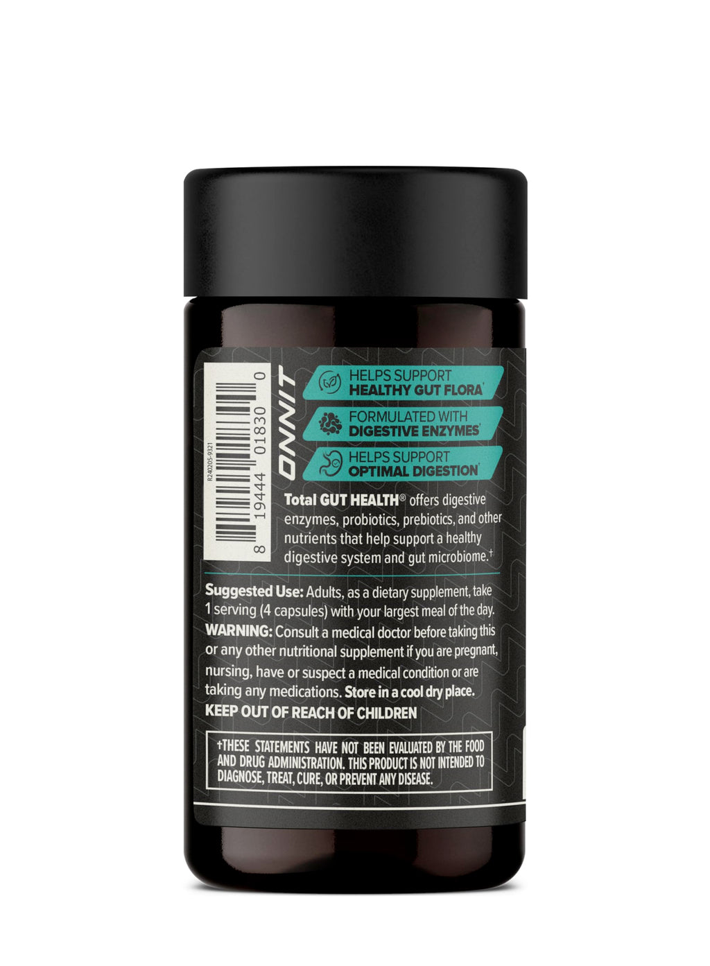 ONNIT Total Gut Health Daily Digestive Support, IGEN™ Non-GMO Tested Digestion Supplement for Women and Men with 7 Strains of Probiotics,