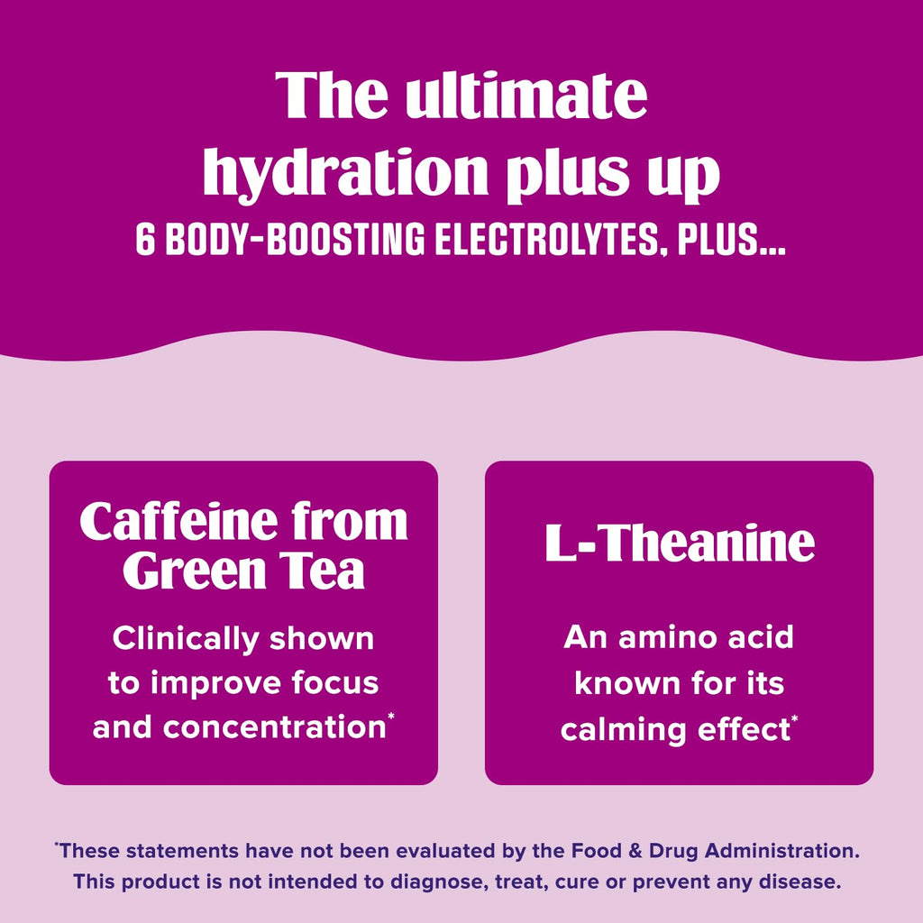 Ultima Replenisher Daily Focus Supplement & Electrolytes Powder - Acai Blueberry, 14 Stickpacks - Hydration Packets, 60mg Caffeine from Green Tea Extract & L-Theanine