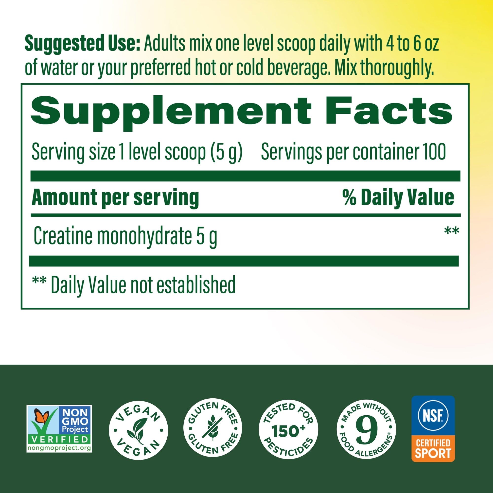 MegaFood Micronized Creatine Monohydrate Powder - Unflavored Post & Pre Workout Powder for Men & Women - Cognitive & Exercise Performance Support