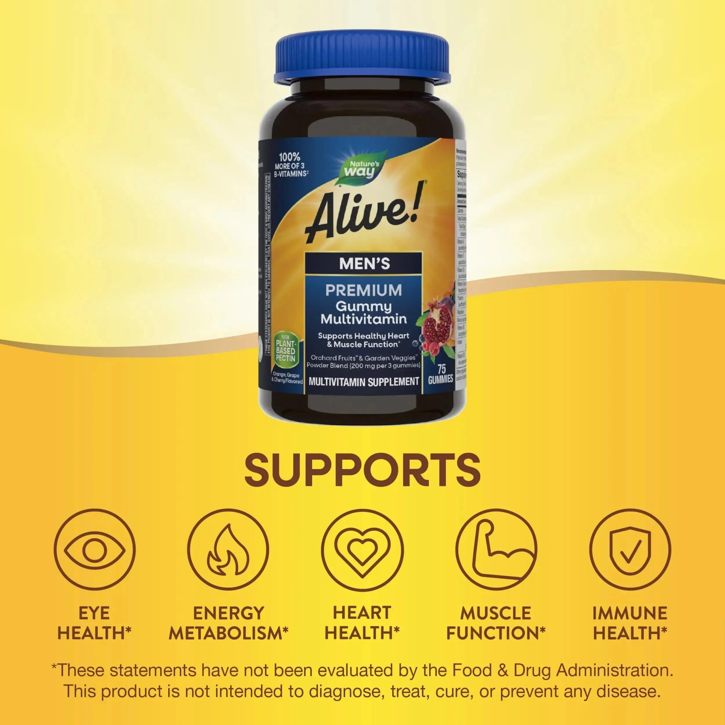 Nature's Way Alive! Men's Premium Gummy Multivitamin, Supports Healthy Heart, Muscle Function*, Full B-Vitamin Complex, Orange, Grape Nature's Way Au supplements