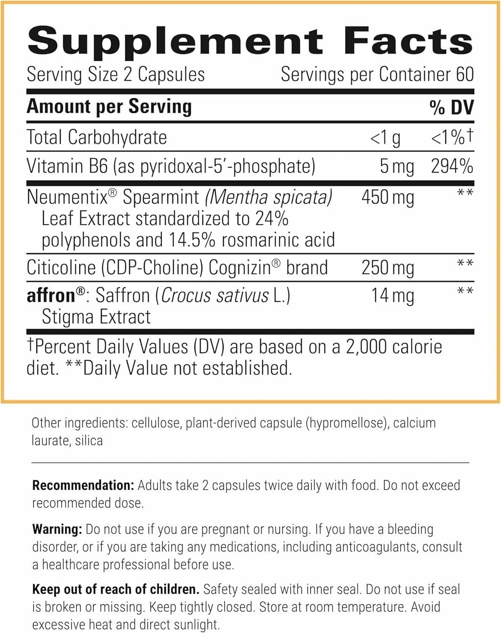 Integrative Therapeutics Neurologix - Brain Health Supplement* - Non-Stimulant Nootropic Supplement for Focus* - Memory Support* - Vegan, Gluten-Free & Dairy-Free - 120 Capsules (60 Servings) Integrative Therapeutics Au supplements