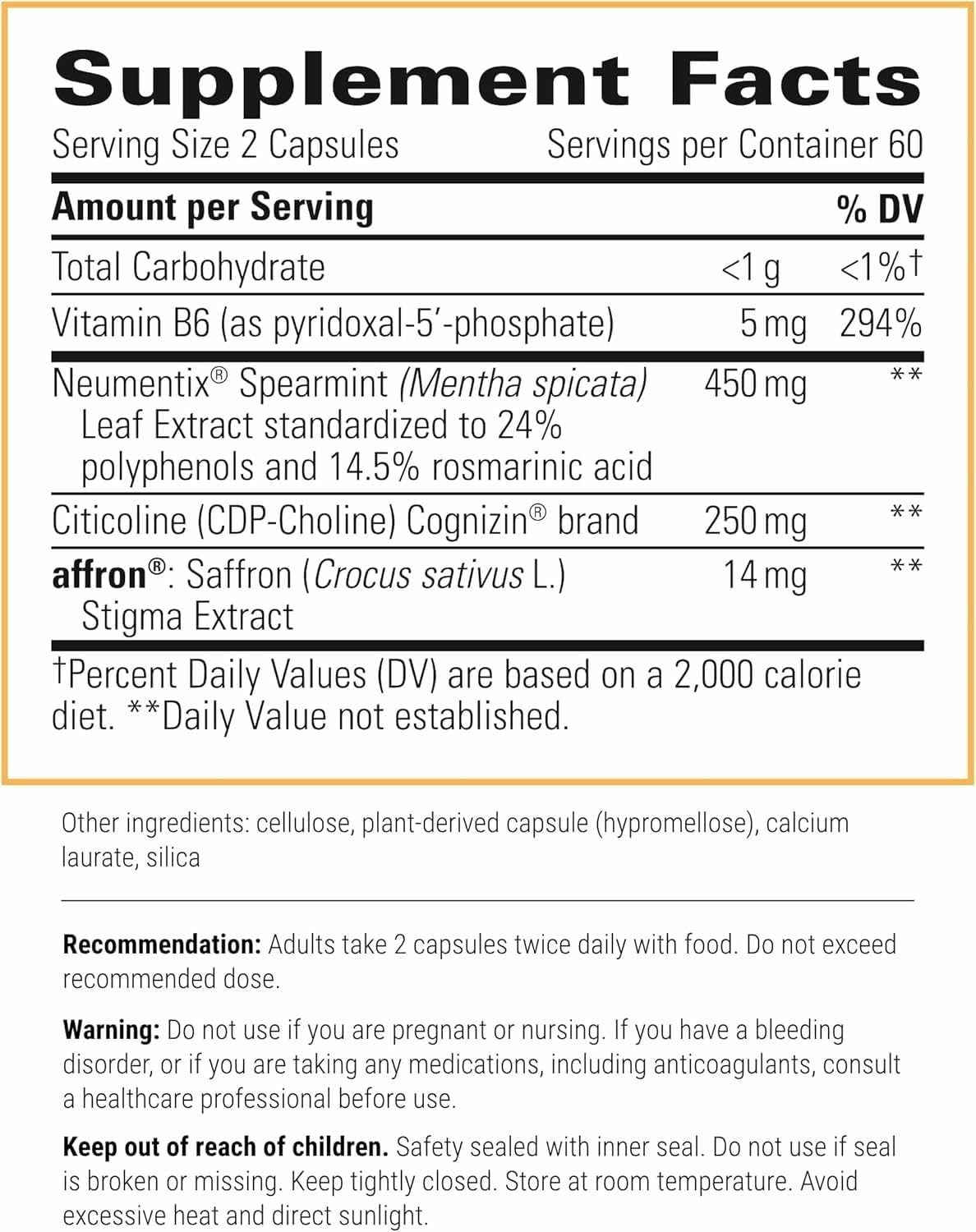 Integrative Therapeutics Neurologix - Brain Health Supplement* - Non-Stimulant Nootropic Supplement for Focus* - Memory Support* - Vegan, Gluten-Free & Dairy-Free - 120 Capsules (60 Servings) Integrative Therapeutics Au supplements
