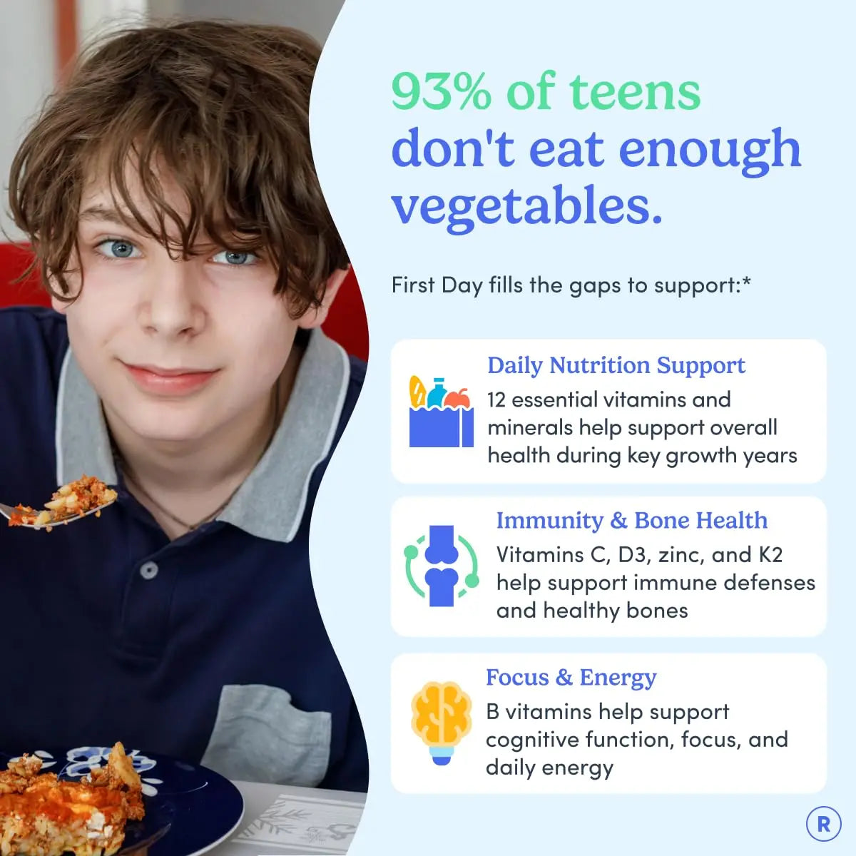 FIRST DAY Vitamins for Teens - Teen Multi Vitamins for Girls & Boys 12-17, Organic Fruit & Veggie Blend - 12 Key Nutrients: Vitamins A FIRST DAY Au supplements