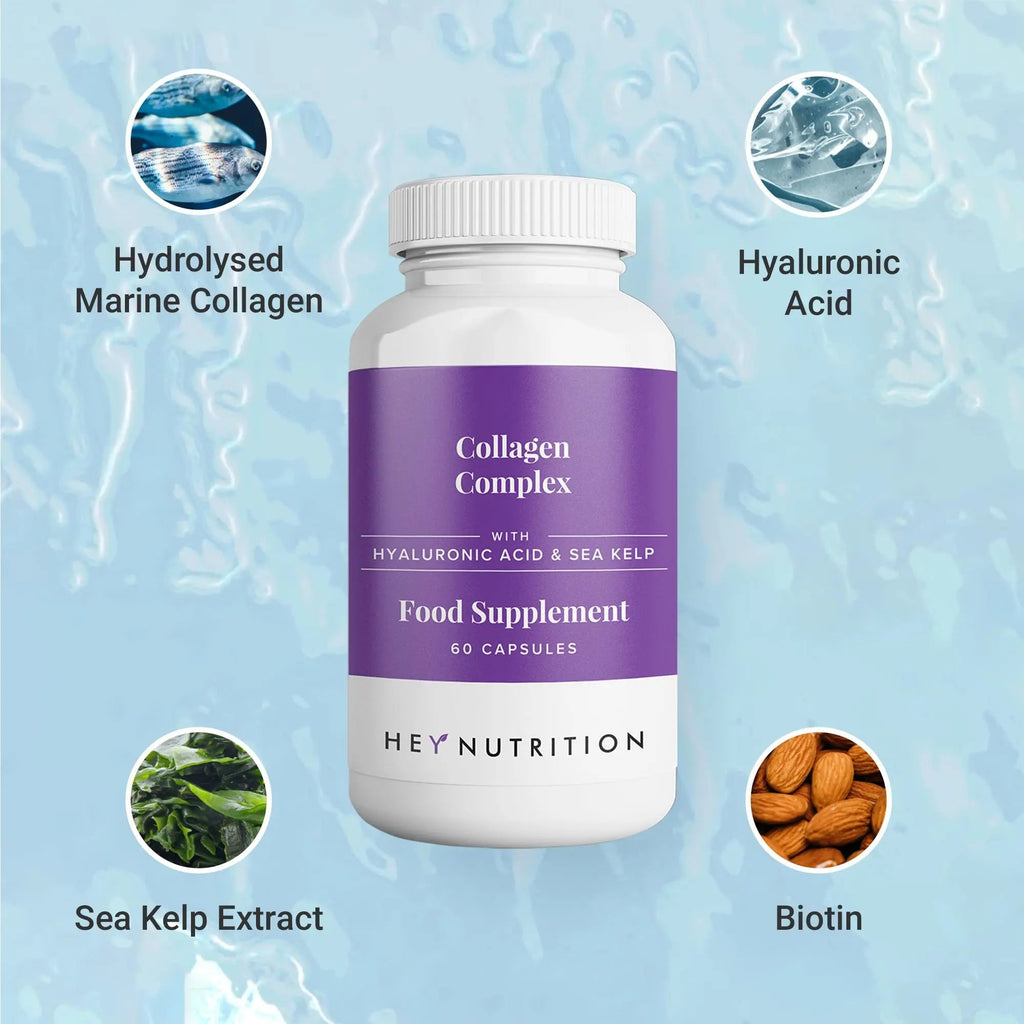 Hey Nutrition Collagen Complex Hyaluronic Acid & Sea Kelp Vitamin E, C, Biotin - Healthy Nails, Skin, Hair Joints Metabolism Hey Nutrition Au supplements