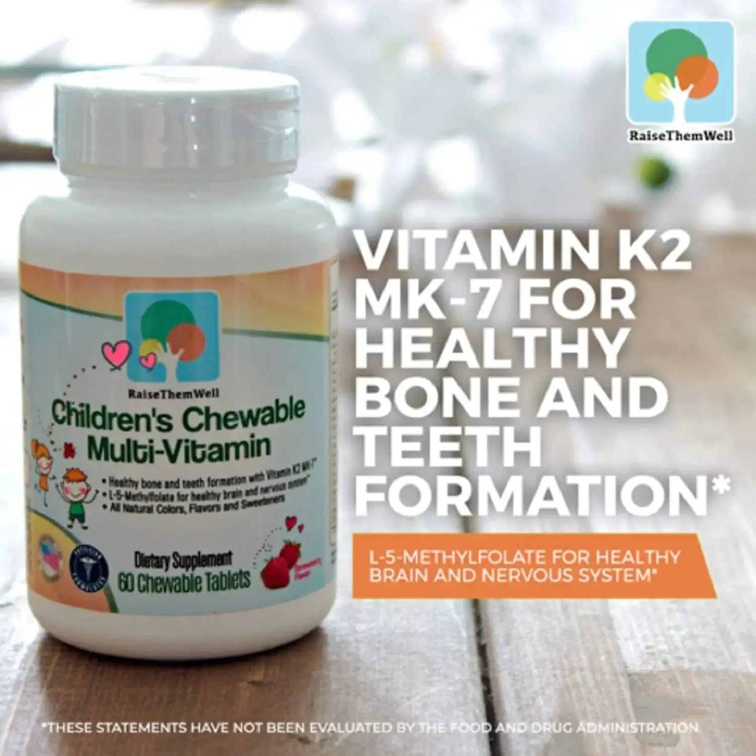 Raise Them Well Tasty Chewable Kids Multivitamin, All-Natural Colors, Flavors & Sweeteners, Daily Essential Vitamins for Children, Easy-to-Chew Vitamins, Strawberry Raise Them Well Au supplements
