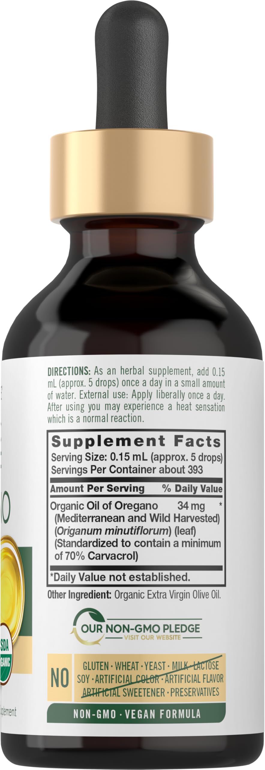 Carlyle Organic Oil of Oregano Liquid Drops - 2 fl oz - 1 Year Supply | Vegan Herbal Supplement | Non-GMO, Gluten Free