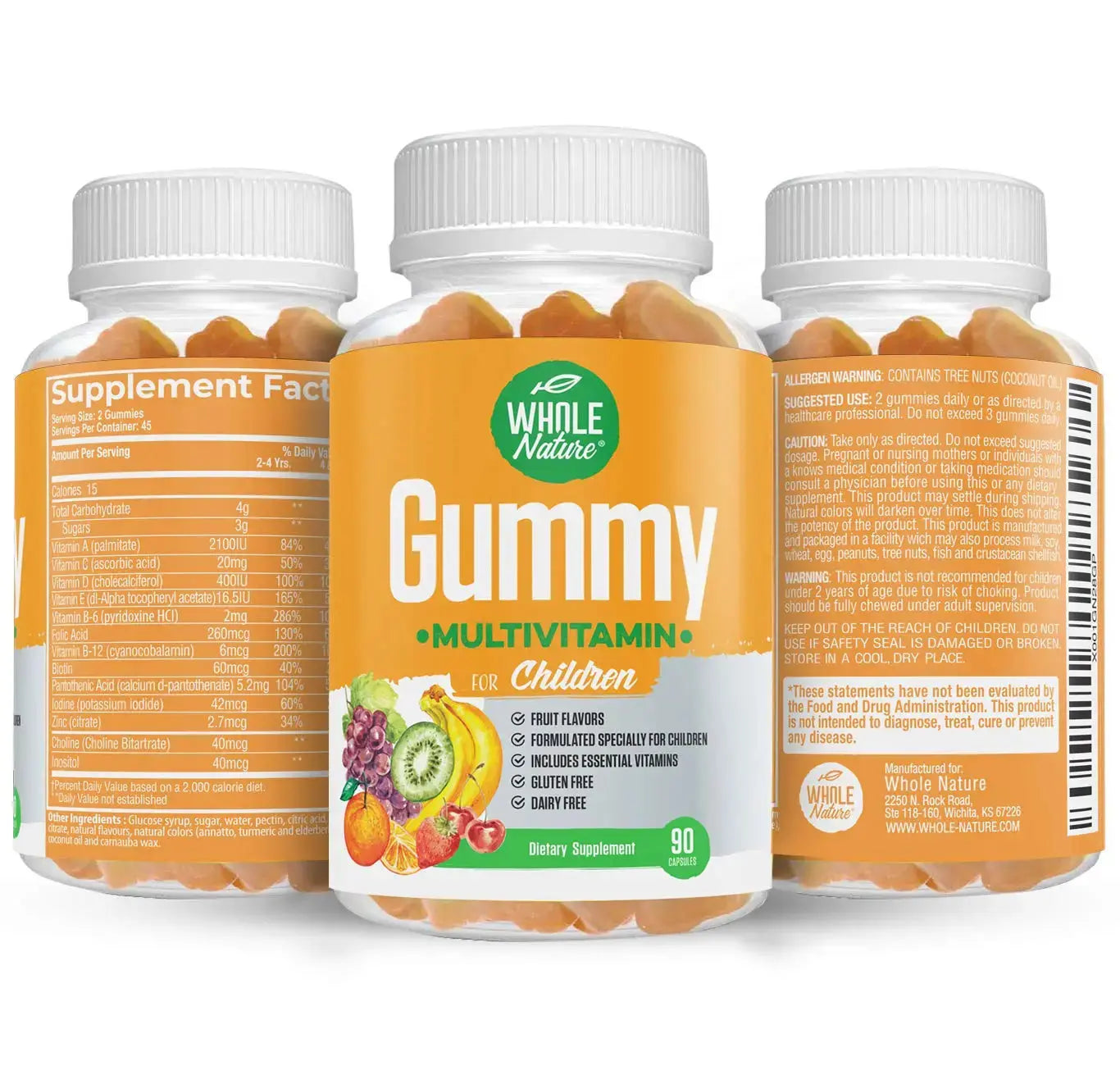 Whole Nature Kids Gummy Multivitamin - Complete Daily Essentials Childrens Vitamins and Minerals for Overall Wellness, 90 Gummies Whole Nature Au supplements