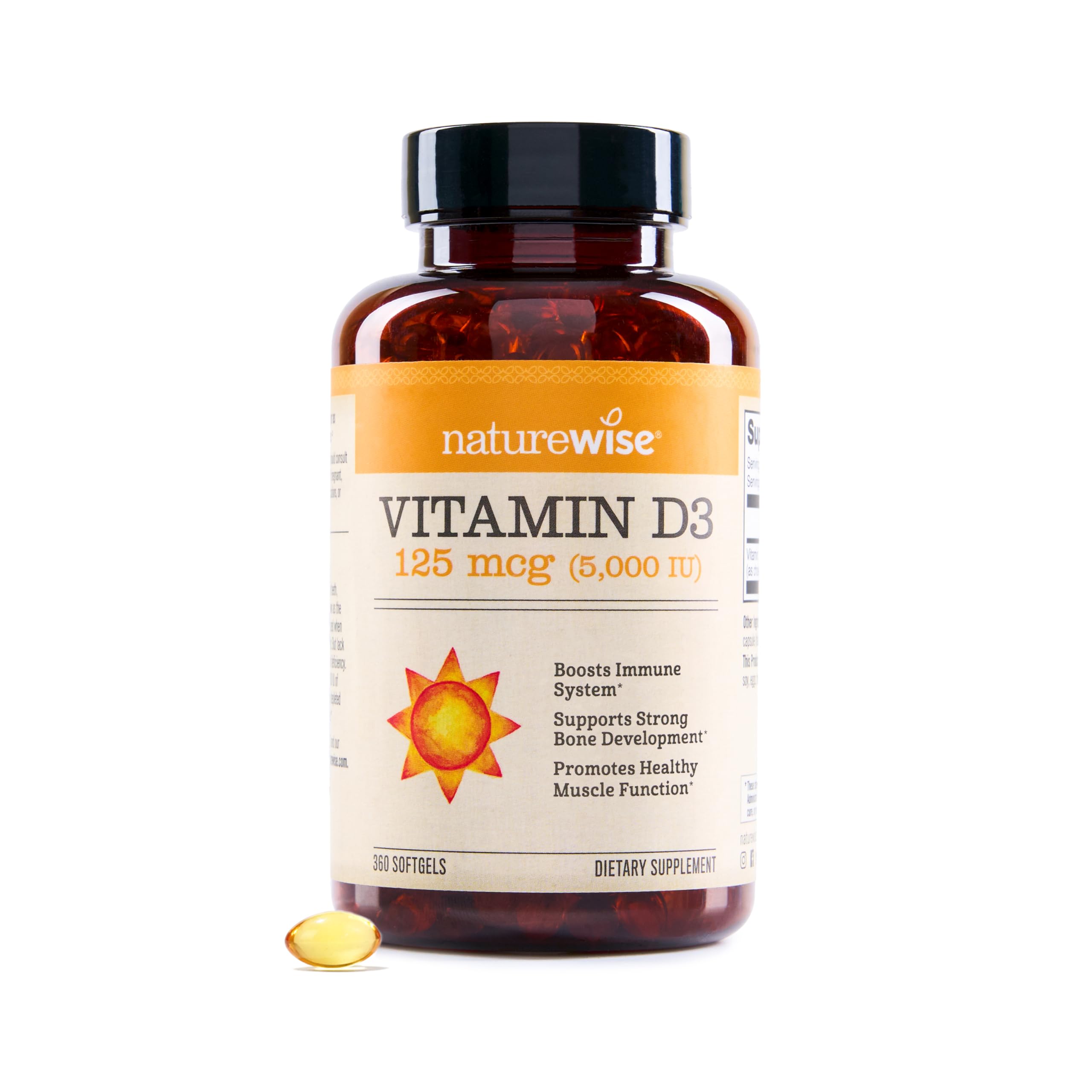 NatureWise Vitamin D3 5000iu (125 mcg) 1 Year Supply for Immune Support, Healthy Muscle Function, and Bone Health - Non-GMO