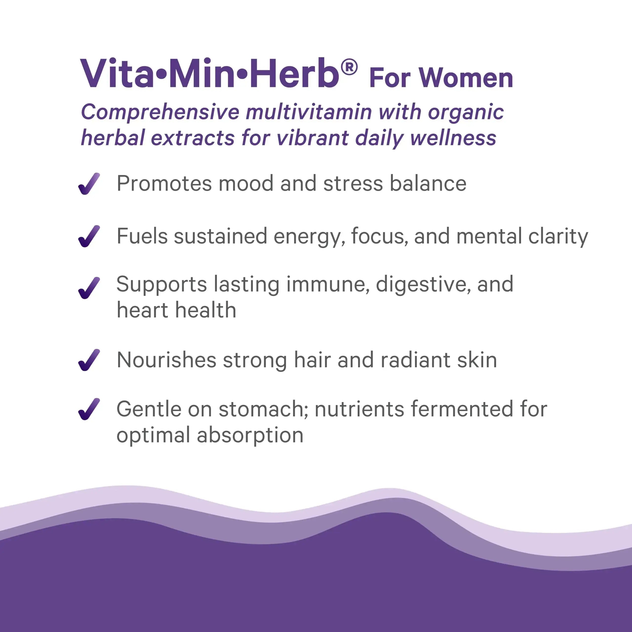 PURE SYNERGY Vita·Min·Herb for Women | Women’s Comprehensive Multivitamin Supplement | Made with Organic Whole Food Non-GMO & Vegan Ingredients | PURE SYNERGY Au supplements