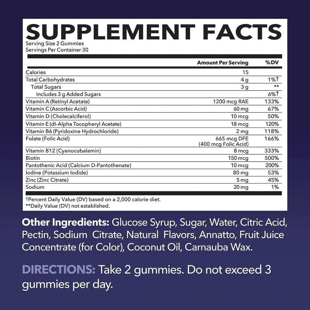 Multivitamin Gummies for Adults - Daily Gummy with Vitamin C, D, and Zinc for Men and Women - 60 Count - GLP-1 Nutritional Support HAVASU NUTRITION Au supplements