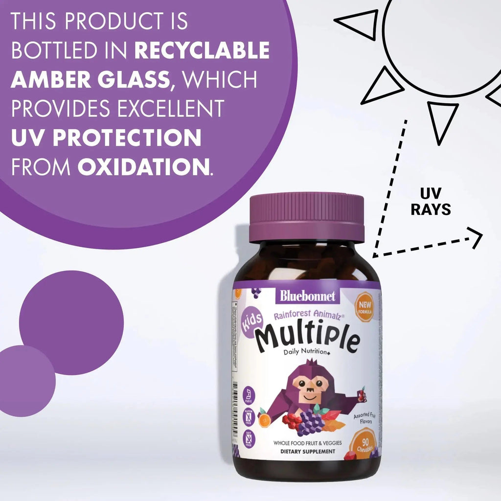 Bluebonnet Nutrition Rainforest Animalz Whole Food Based Multiple Chewable Tablets, Kids Multivitamin & Mineral, Vitamin C, D3, Iron BlueBonnet Au supplements