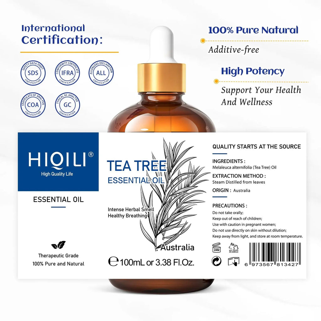 HIQILI Tea Tree Essential Oil (100 ML), 100% Pure for Toenail Fungus, Hair Damage HIQILI Au supplements