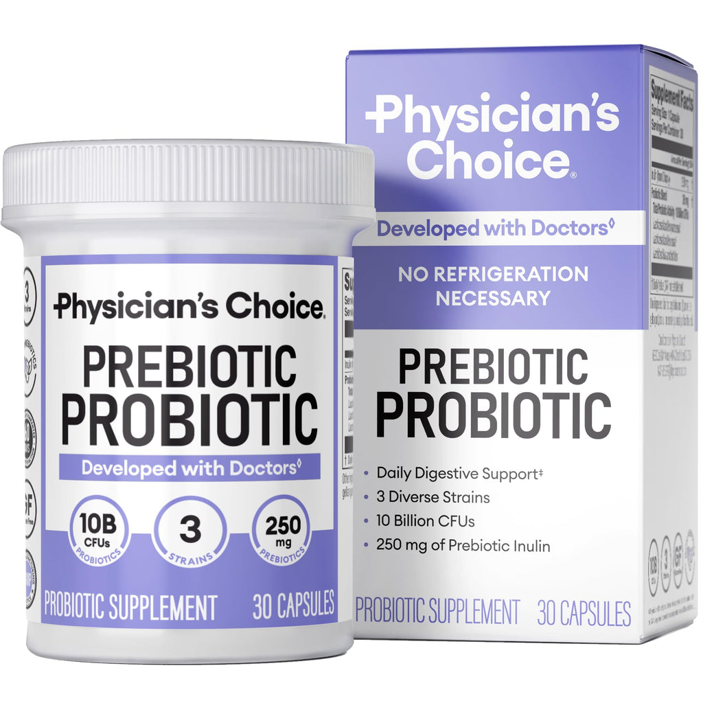 Physician's CHOICE Prebiotic-Probiotic - Multi-Strain Probiotics & Synergistic Prebiotics -Designed for Digestive Health, Supporting Gut Microbiome