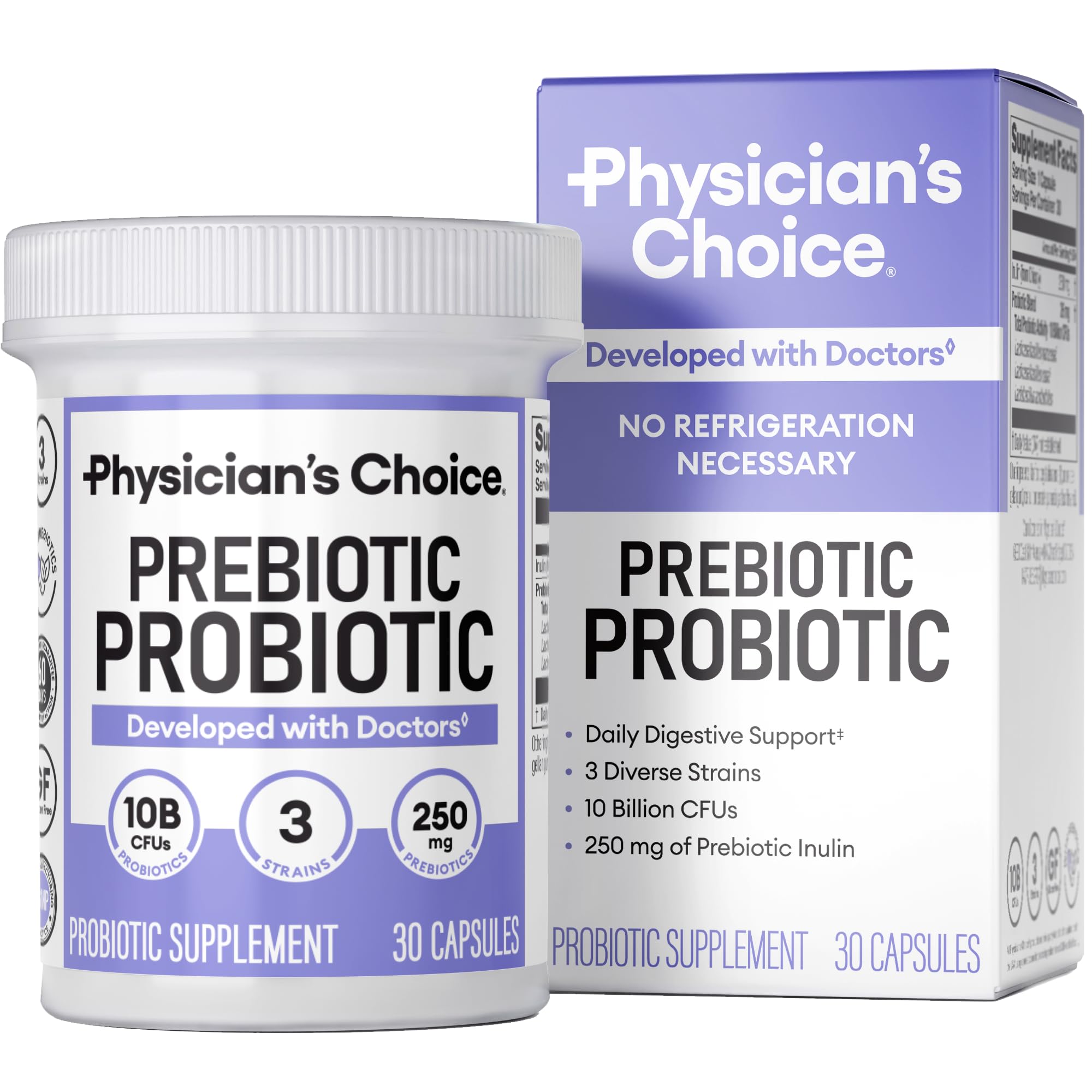 Physician's CHOICE Prebiotic-Probiotic - Multi-Strain Probiotics & Synergistic Prebiotics -Designed for Digestive Health, Supporting Gut Microbiome