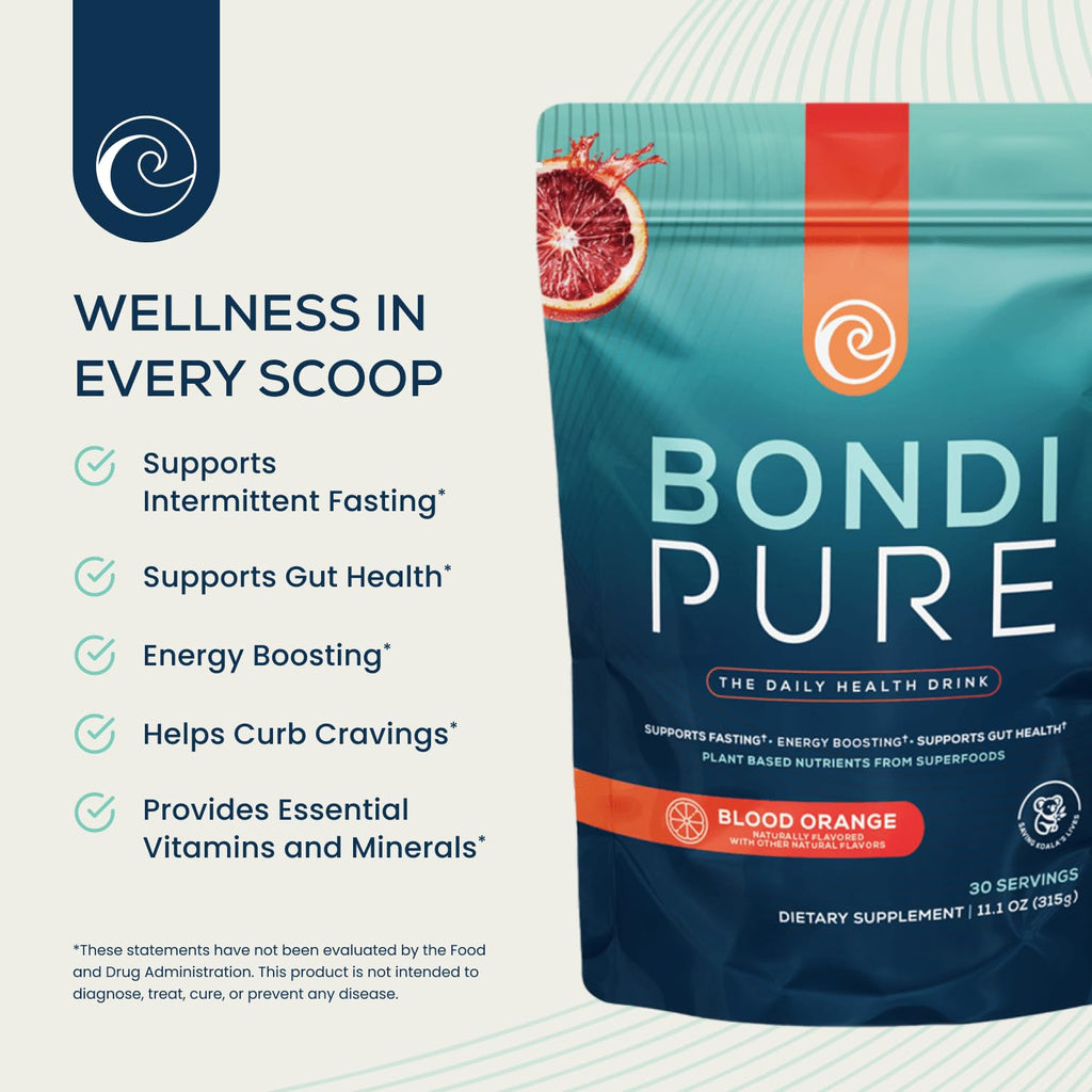 Bondi Pure - Daily Health & Detox Drink - Promote Gut Health & Energy Support During a Cleanse or Intermittent Fasting - Plant-Based Fibers,