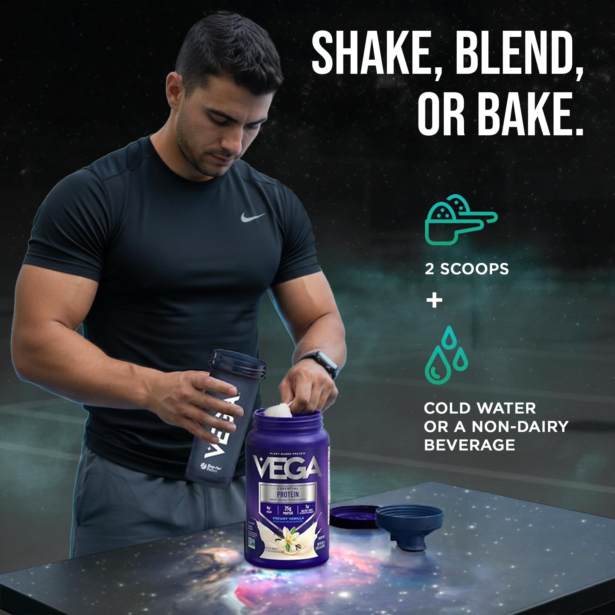Vega Essential Protein – 25g Plant Based Protein Powder, Creamy Vanilla, Vegan for a Dairy-Free Vanilla Shake – Large Tub, 32.5oz (20 Servings)