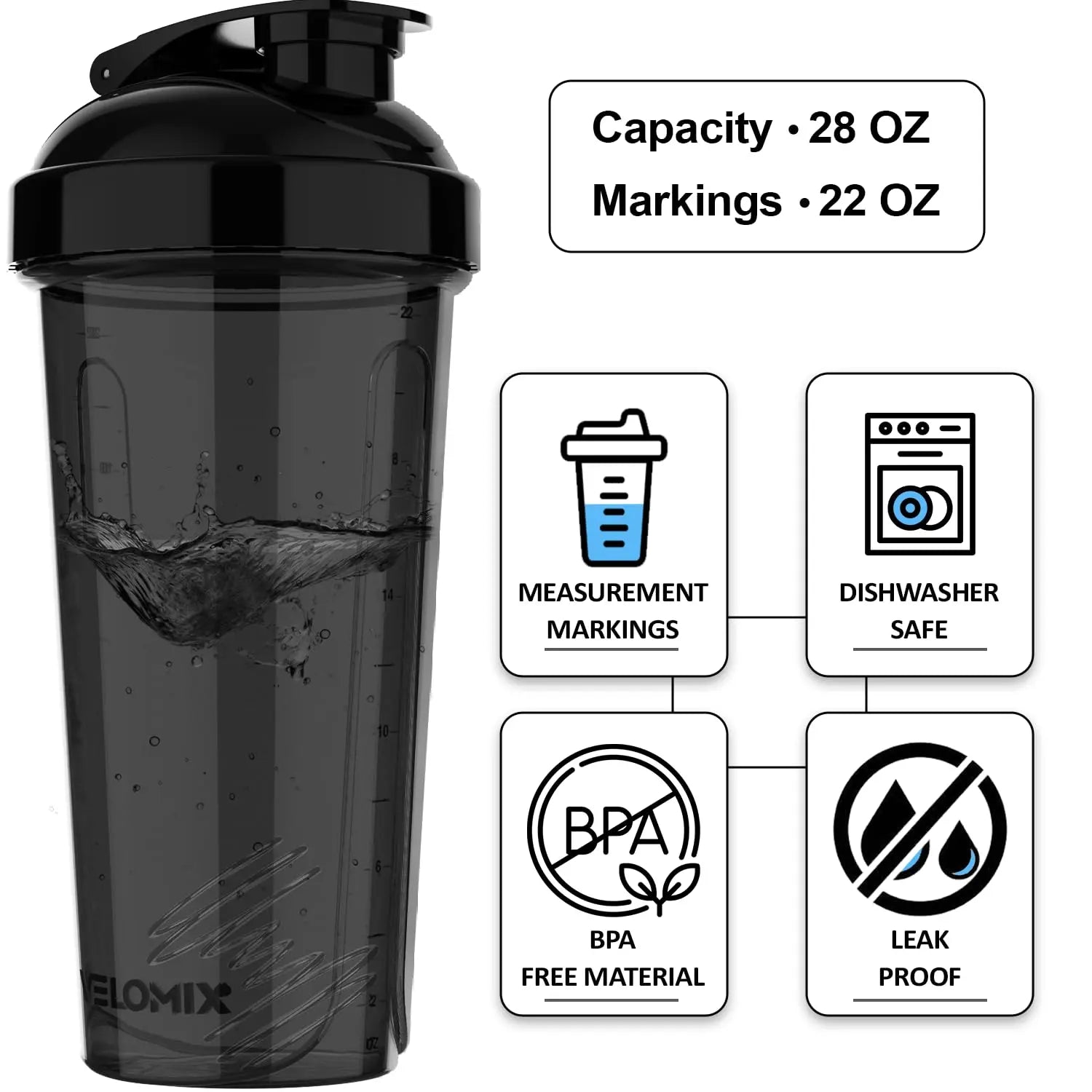 VELOMIX -4 PACK- Protein Shaker Bottles for Protein Mixes, 28 OZ Shaker Cups for Protein Shakes VELOMIX Au supplements