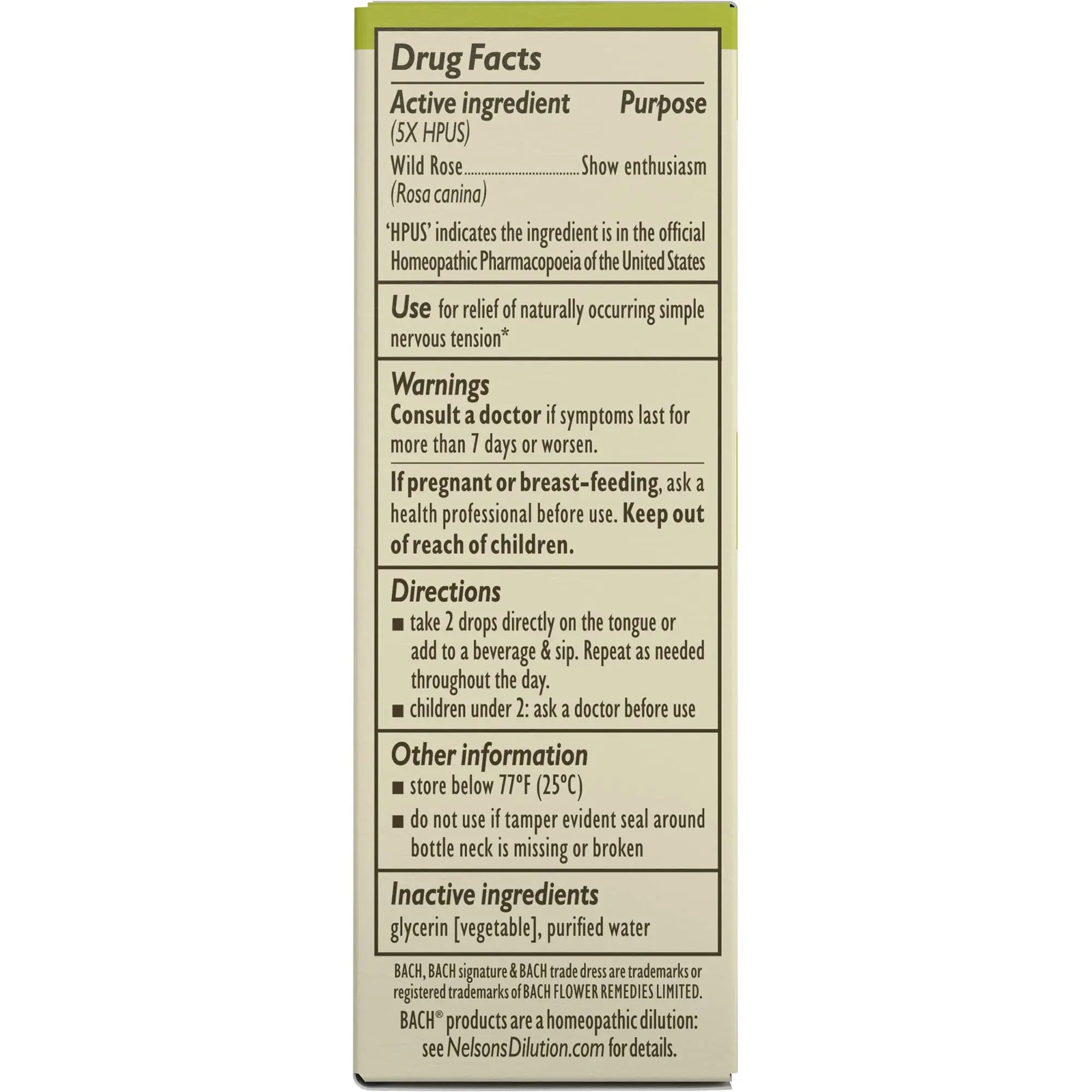 Bach Original Flower Remedies, Wild Rose for Enthusiasm (Non-Alcohol Formula), Natural Homeopathic Bach Au supplements
