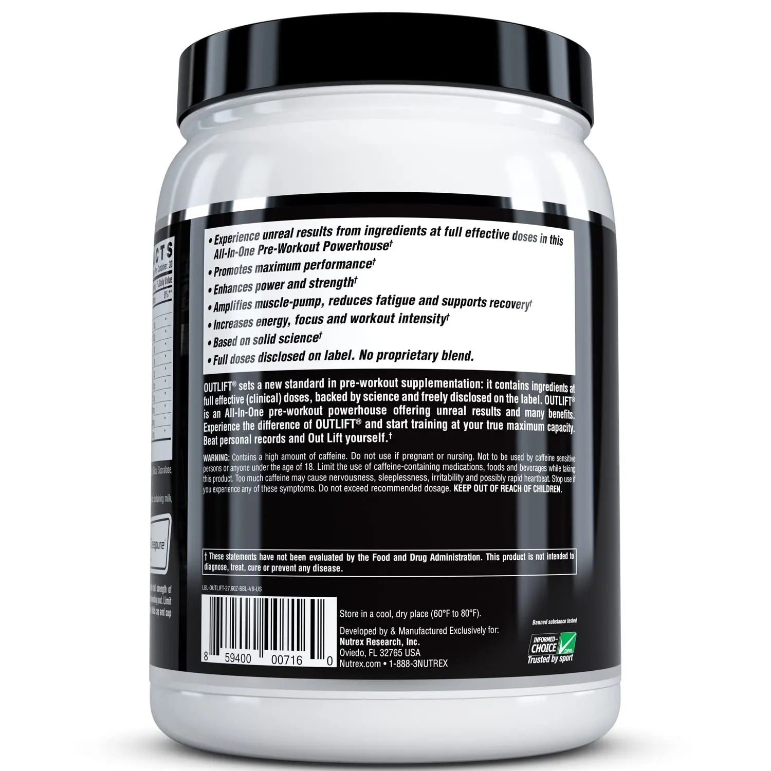 Nutrex Outlift Clinically Dosed Pre Workout Powder with Creatine, 8G Citrulline, BCAA Nutrex Research Au supplements