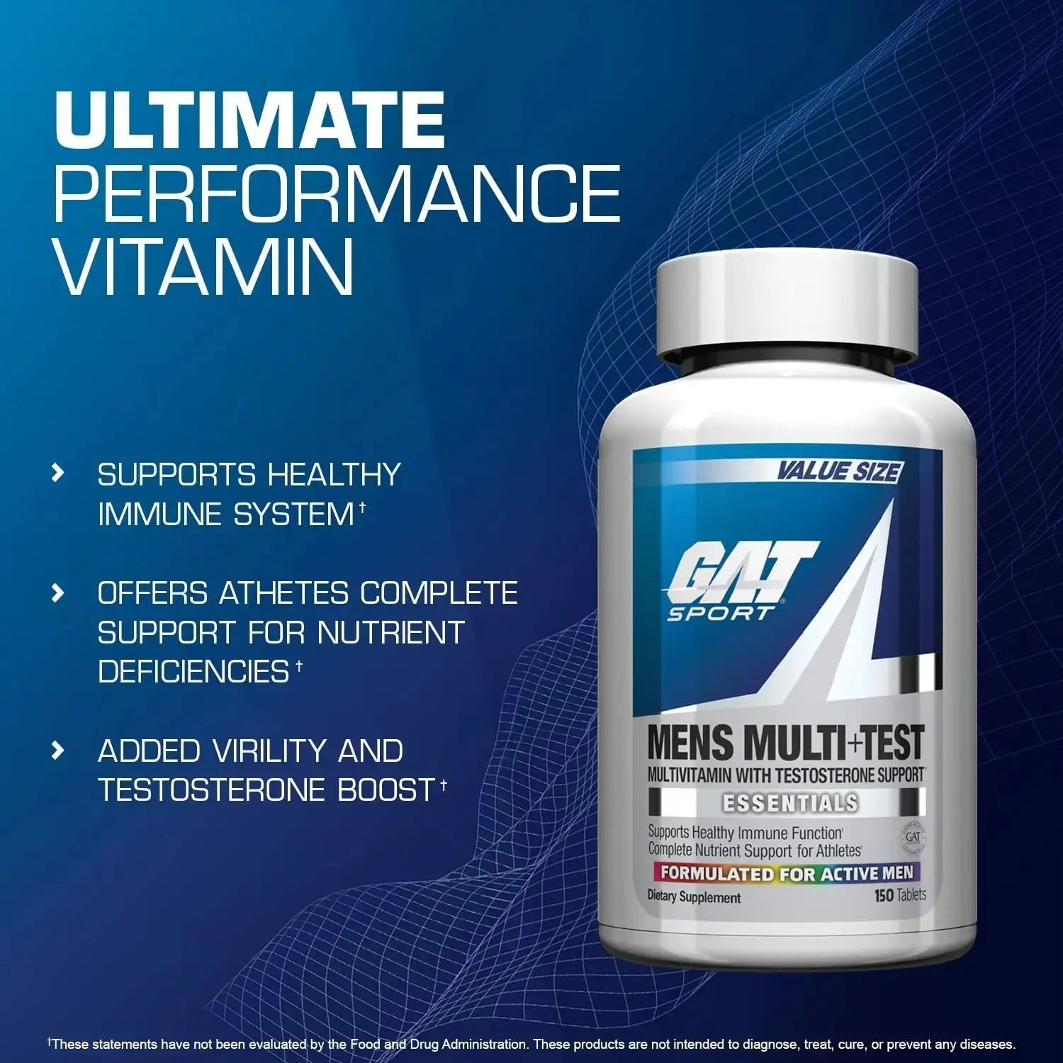 GAT SPORT Men's Multi + Test, Premium Multivitamin Tablets (150 Count) GAT SPORT Au supplements