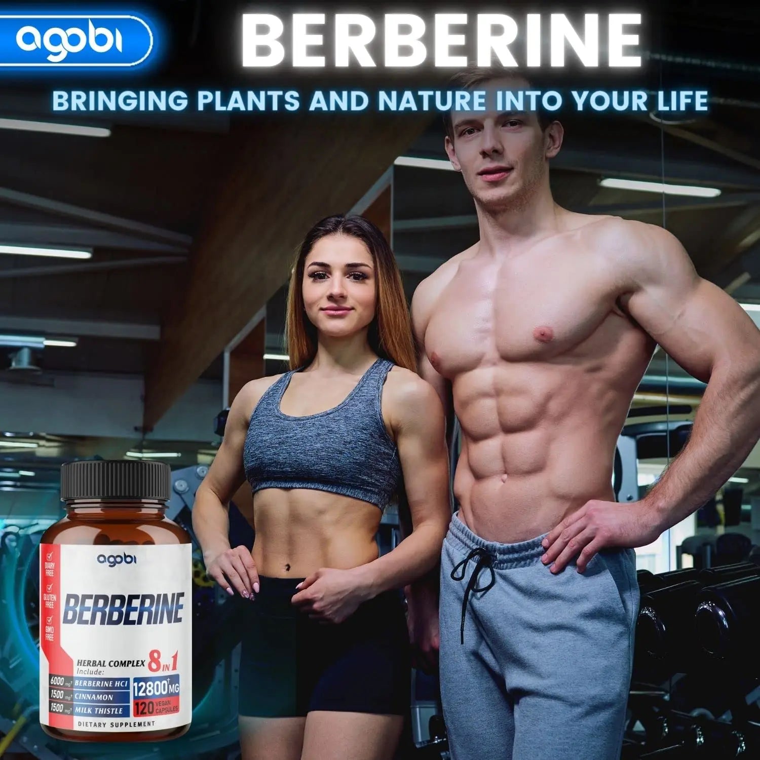 120 Capsules - Berberine Supplement 12800mg with Ceylon, Milk Thistle, Turmeric agobi Au supplements