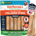 FETCHERONI 6" Collagen Sticks for Dogs – Low Odor Long-Lasting Bully Stick & Rawhide Alternative, Single Ingredient Beef Bone, High Protein Dental Treat, Vet Approved, Improves Joint Health – 5 Pack FETCHERONI Au supplements