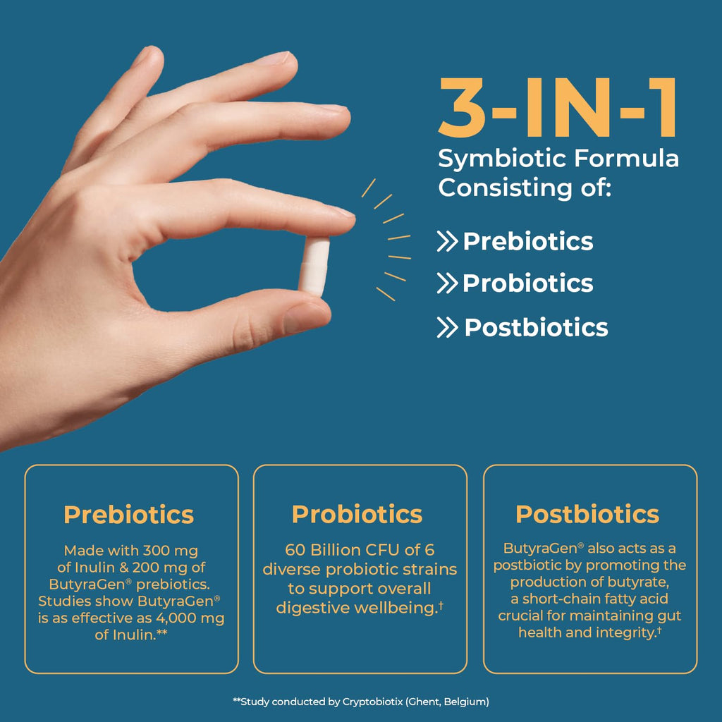 Nature's Lab Gold ProTotal - 60 Billion CFU Probiotic, Prebiotic, Postbiotic, Synbiotic - with Butyragen (Direct Butyrate Generator) 60 Ct Nature's Lab Au supplements