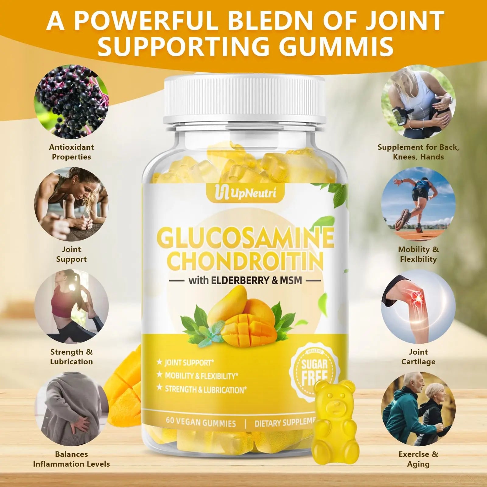 Sugar Free Glucosamine Chondroitin Gummies, Extra Strength 1500mg Glucosamine UPNEUTRI Au supplements