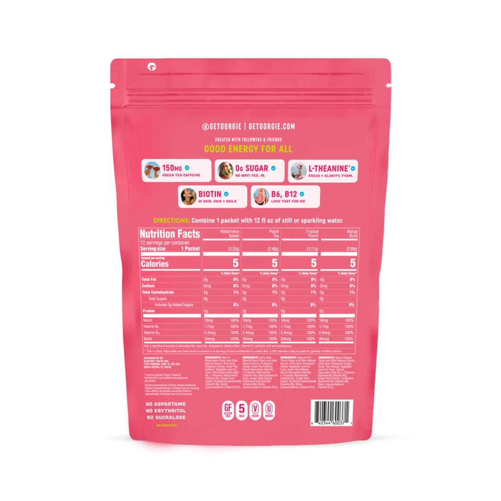 GORGIE Bestsellers Variety, Sugar-Free Natural Energy Drink Mix, On the Go Powder, Healthy Energy Drinks - Green Tea Caffeine, Biotin, B Vitamins -150mg Caffeine, L-Theanine, Vegan, & Low Calorie (Pack of 12)