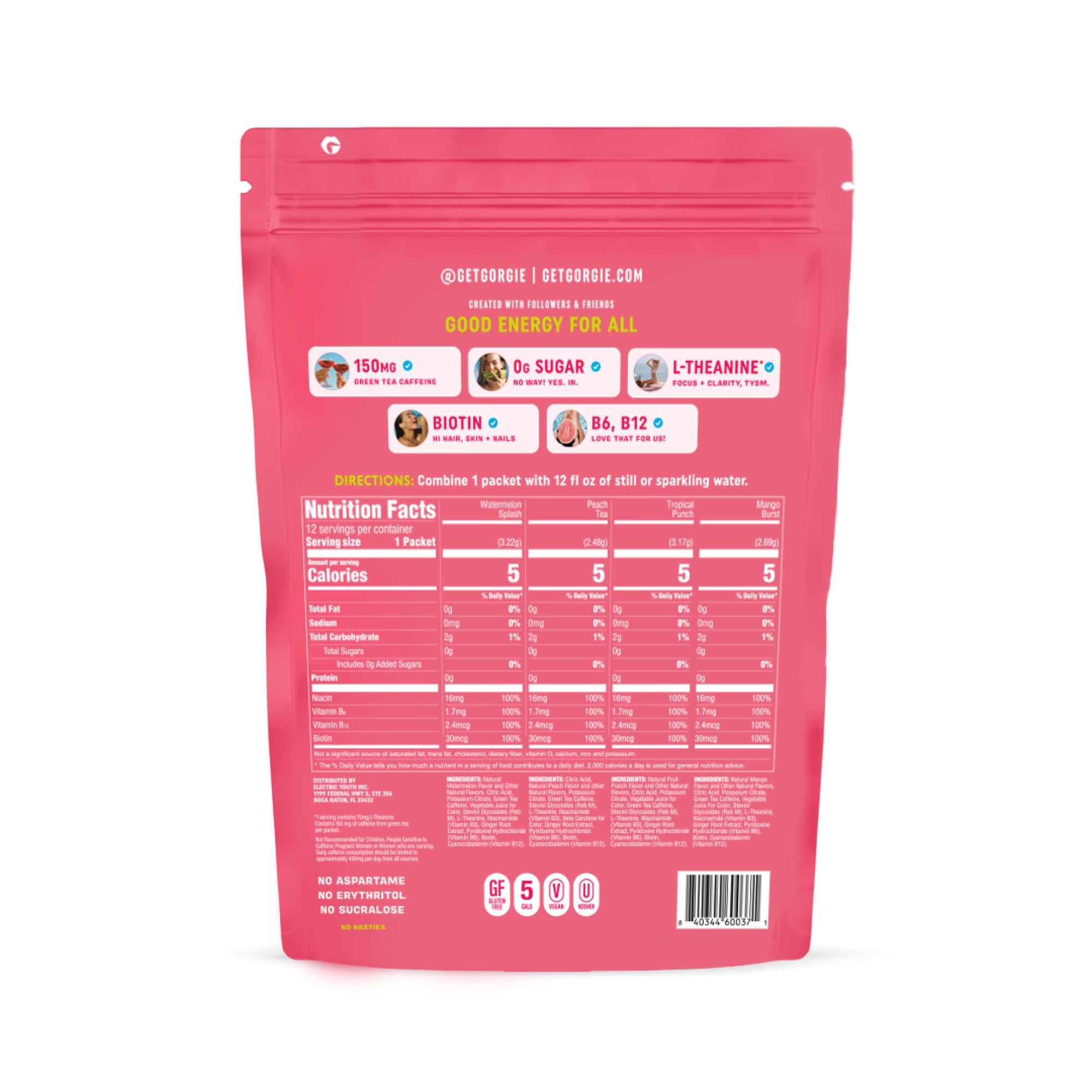 GORGIE Bestsellers Variety, Sugar-Free Natural Energy Drink Mix, On the Go Powder, Healthy Energy Drinks - Green Tea Caffeine, Biotin, B Vitamins -150mg Caffeine, L-Theanine, Vegan, & Low Calorie (Pack of 12)
