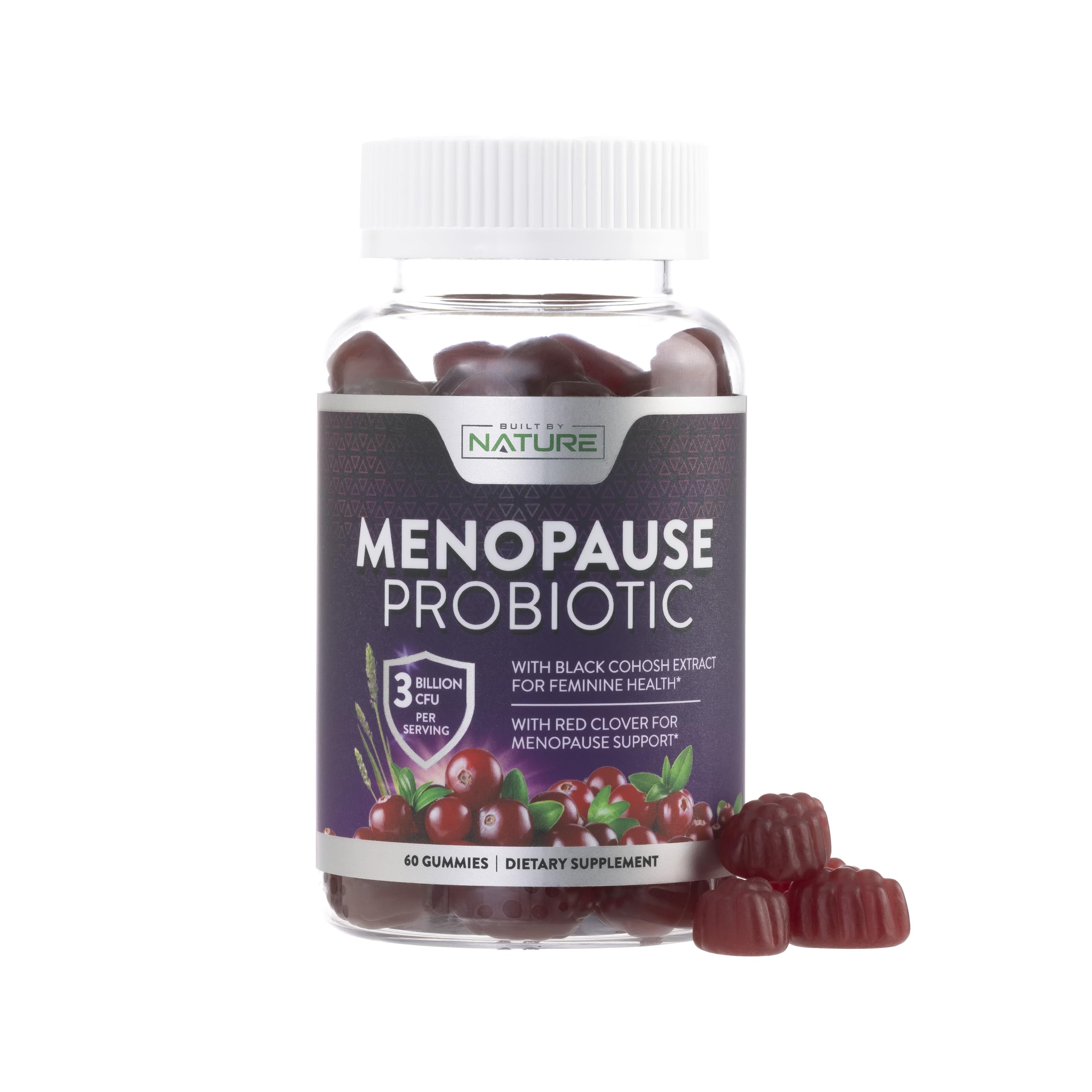 Menopause Supplements for Women - Menopause Probiotic Gummy - Women’s Menopause Relief for Hot Flashes, Night Sweats & Mood Swings with Black Cohosh & Cranberry - Non-GMO, Vegan - 60 Gummies Built by Nature Au supplements