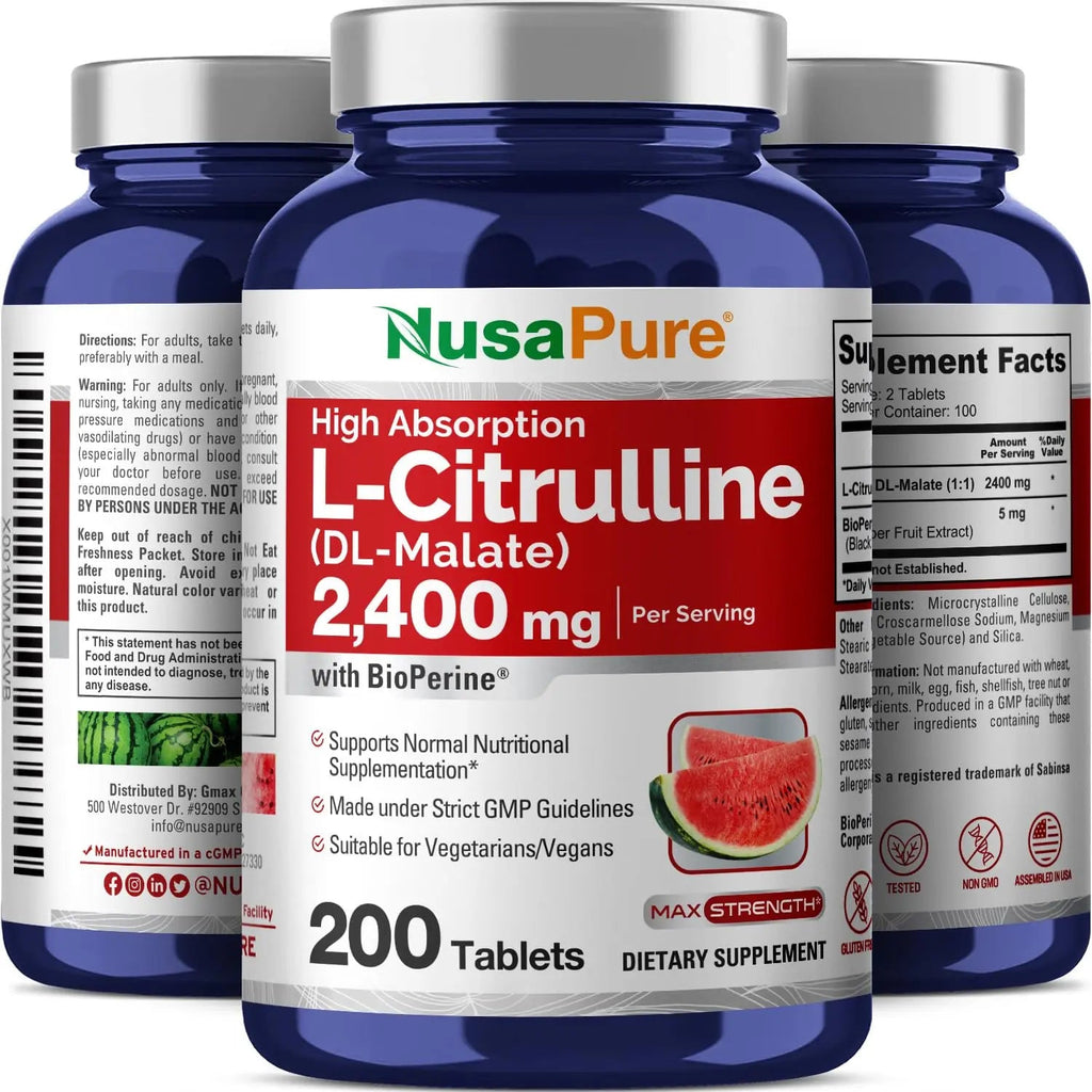 NusaPure L-Citrulline 2,400mg 200 Vegetarian Tablets (Non-GMO, Gluten Free) NusaPure Au supplements