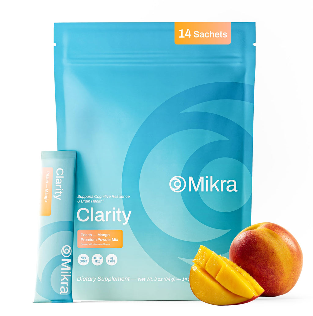 Mikra Clarity Nootropic Focus Drink Mix - Daily Cognitive & Calm Support Formula with Citicoline, Lion’s Mane & L-Theanine - Calm Drink Mix & Focus Aid for Energy and Clarity - 14 Single-Serve Sachets Mikra Au supplements