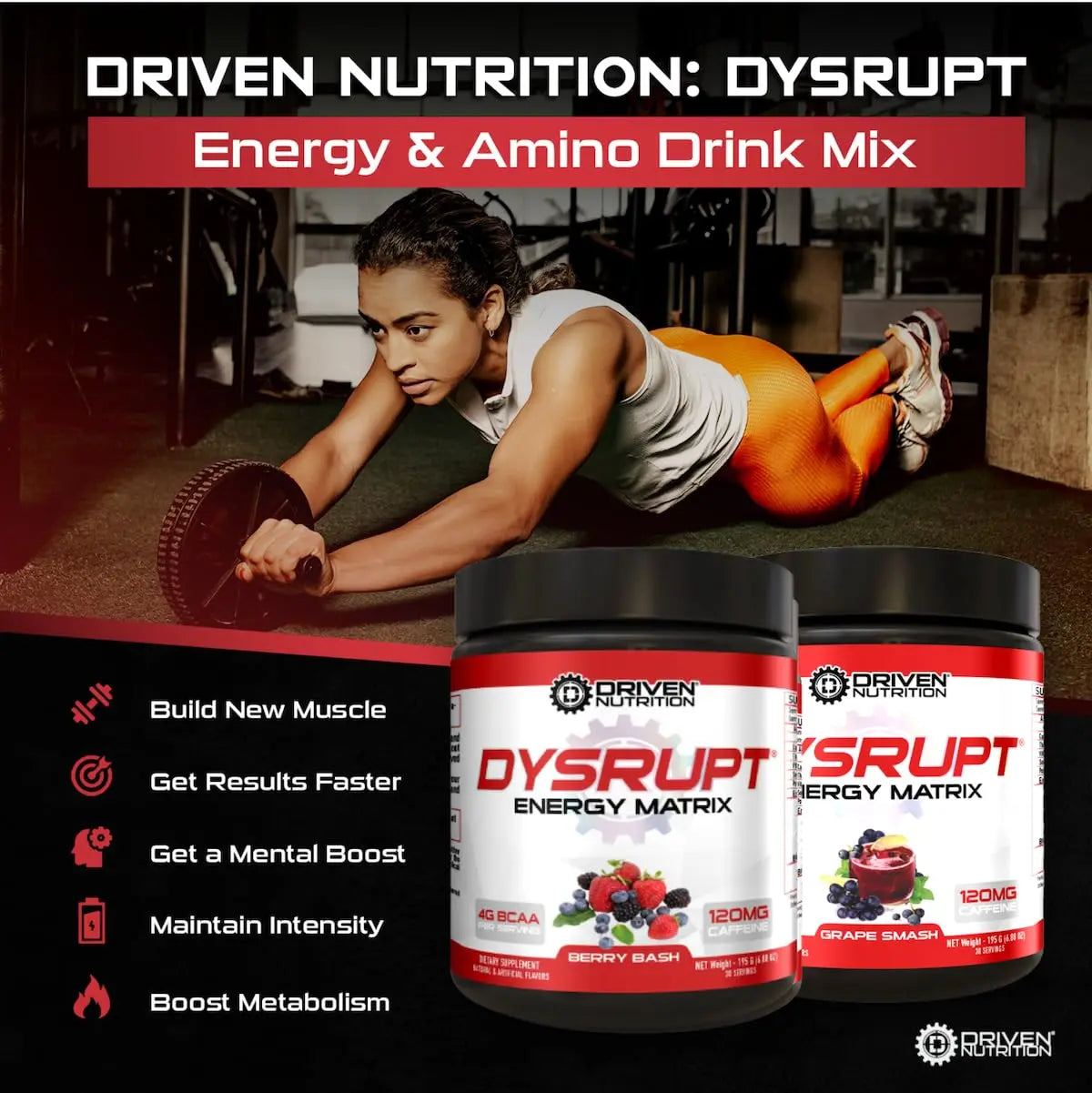 Driven Nutrition DYSRUPT: BCAA + Caffeine with Electrolytes: Sugar & Gluten Free Supplement Driven Nutrition Au supplements