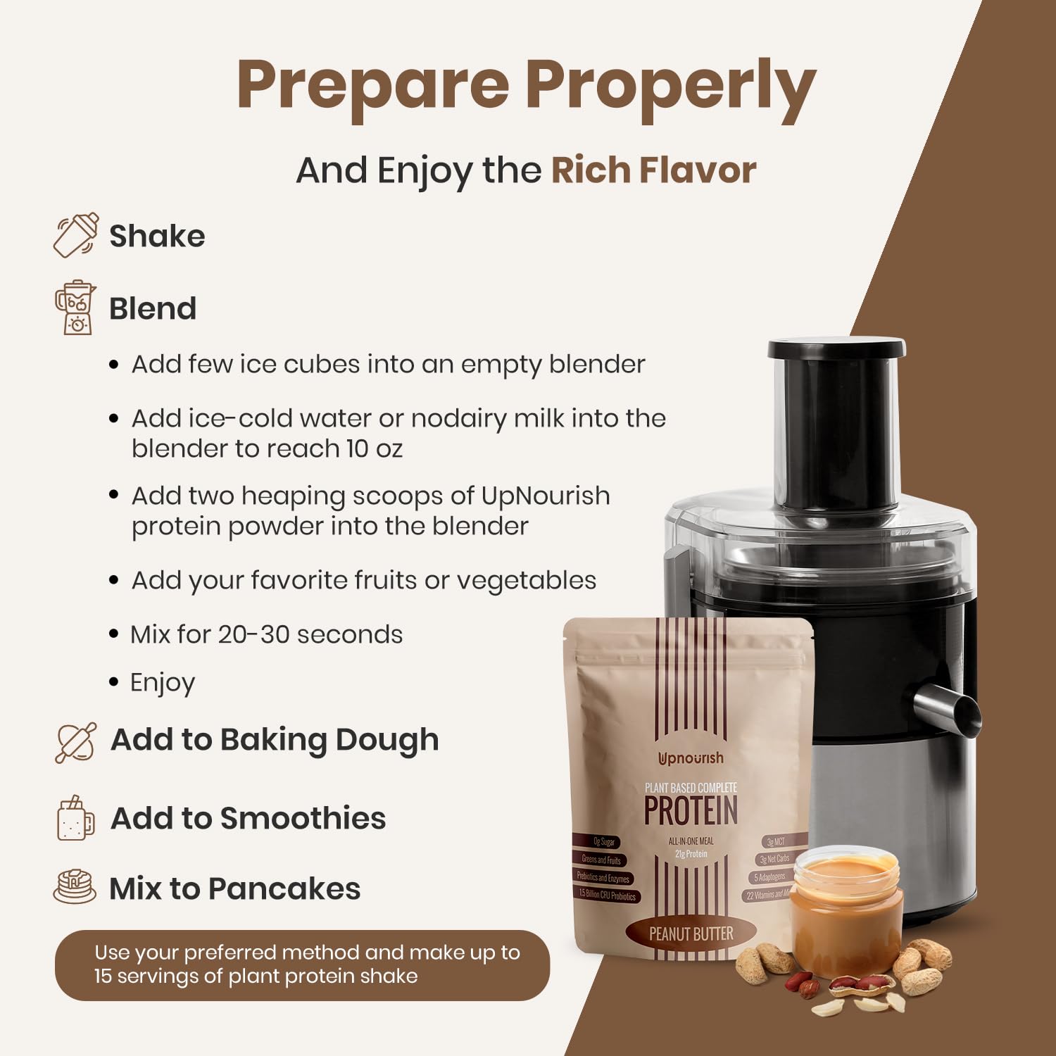 UpNourish Peanut Butter Vegan Protein Powder 54 Superfoods Powder,1.5 Billion CFU Probiotics 21g Plant Based Protein,No Sugar No Dairy No GMO Dairy Free,Meal Replacement Shake Keto-Friendly Low-Carb Diet,15 Servings UpNourish Au supplements