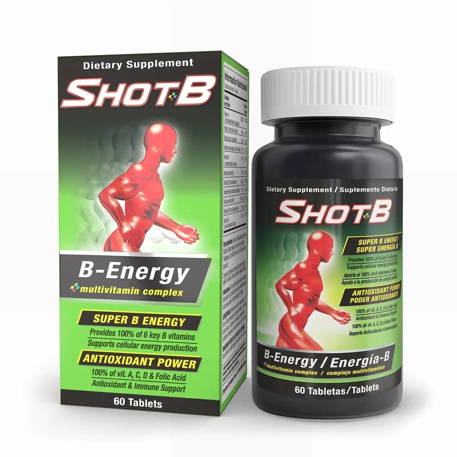 Shot B Multivitamin Complex, B-Energy, Vitamin B Complex with Antioxidant Support, B Complex Vitamins with A, C, D, E & Folic Acid Shot B Au supplements