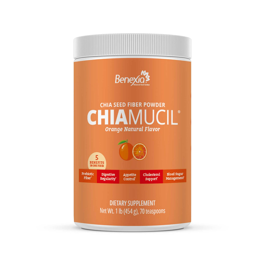BENEXIA Chiamucil Prebiotic Fiber Supplement Powder – Chia Fiber & Chicory Root (Inulin) for Digestive Health & Appetite Control – Gluten & Sugar Free