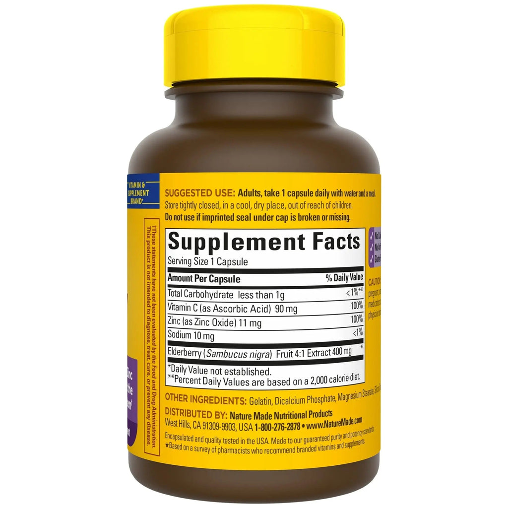 Nature Made Elderberry 400 mg Extract with Vitamin C and Zinc, Dietary Supplement Nature Made Au supplements