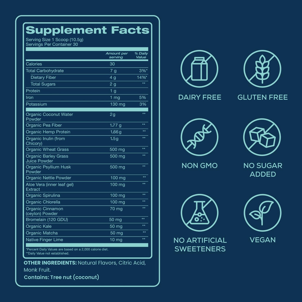 Bondi Pure - Daily Health & Detox Drink - Promote Gut Health & Energy Support During a Cleanse or Intermittent Fasting - Plant-Based Fibers,