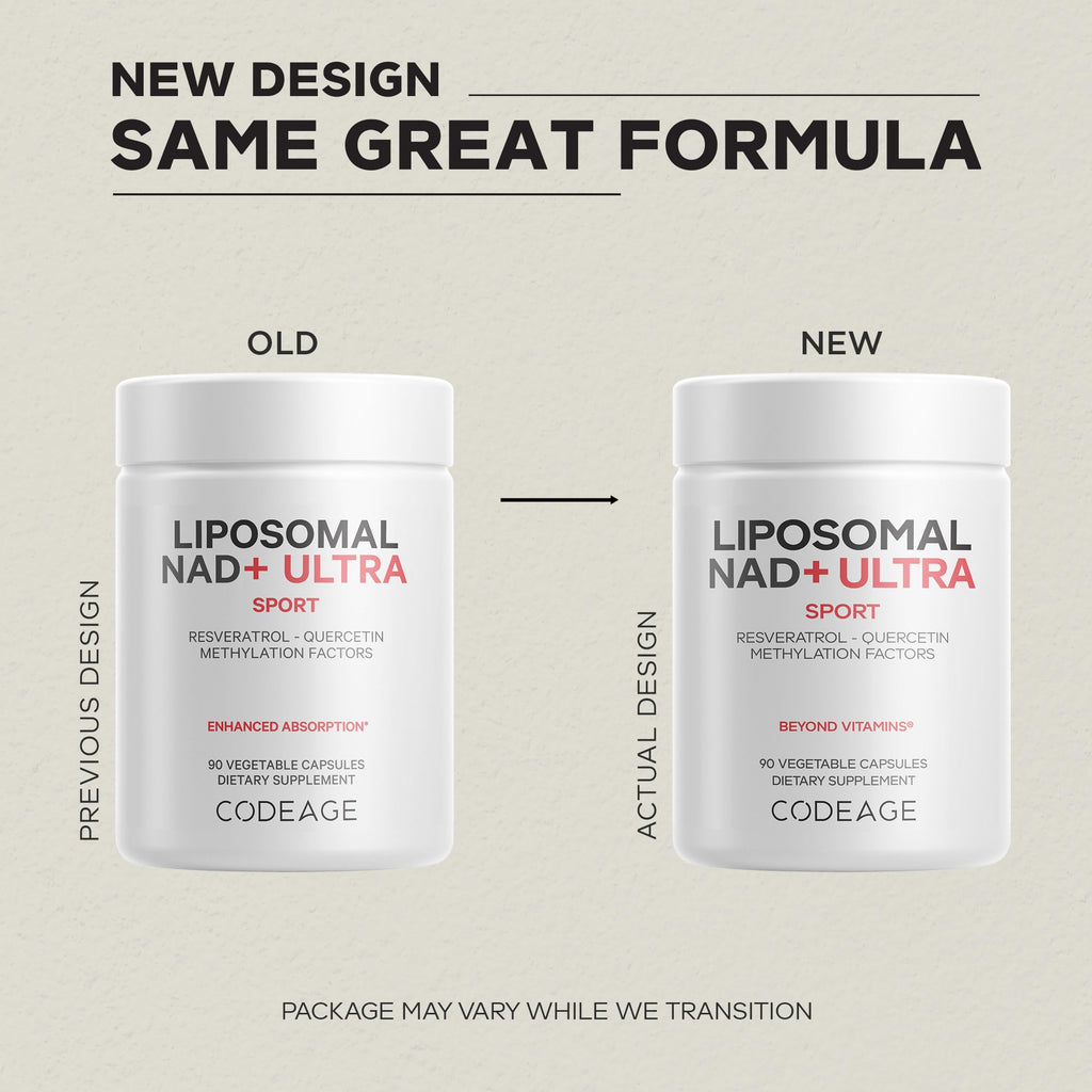 Codeage Liposomal NAD+ with Resveratrol & Vitamin B - NAD Plus Ultra for Energy & Healthy Aging Support - NAD Vitamin Supplement with Quercetin, Betaine, Riboflavin - Bioavailable - 90 Capsules Codeage Au supplements