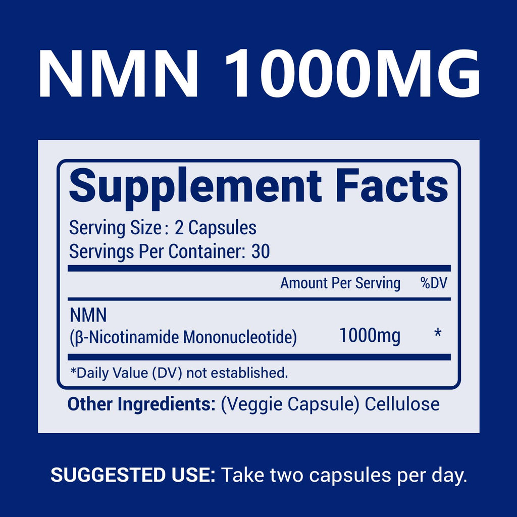 NMN 1000mg Per Serving Maximum Strength - 99% Pure NMN (Nicotinamide Mononucleotide) for NAD, Cell, Immune, Energy, Anti-Aging & Longevity, Stabilized NMN Supplements 1000mg - 60 Veggie Capsules CFUKING Au supplements