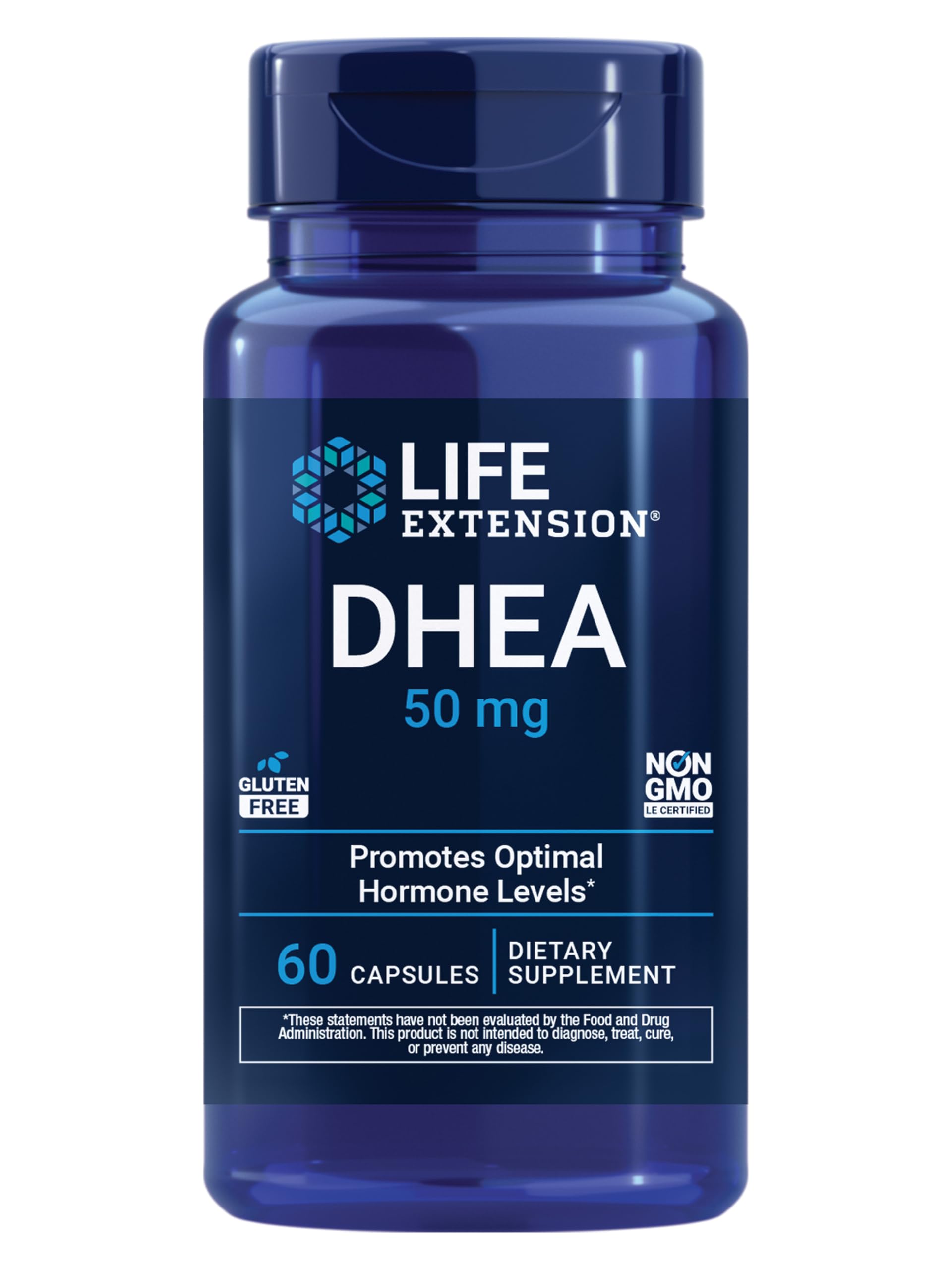 Life Extension DHEA 50 mg – Hormone Balance Supplement, Memory, Muscle Mass and Bone Density Support, Healthy Sex Drive, Gluten-Free, Non-GMO, 60 Capsules Life Extension Au supplements