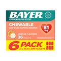 Bayer Aspirin Low Dose 81 mg Chewable Tablets, Pain Reliever, Orange Flavored, 216 Tablets (6 Pack) Bayer Au supplements