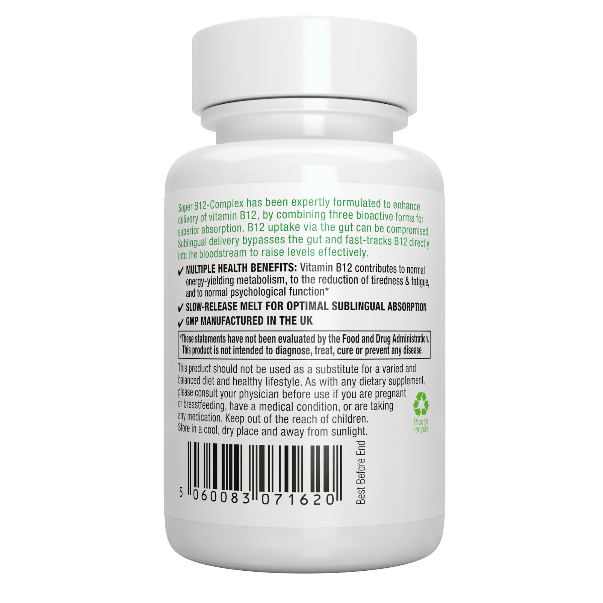 Igennus Sublingual Vitamin B12 Complex 1000mcg, Methylated Methylcobalamin, Adenosylcobalamin & Hydroxocobalamin, High Absorption & Clean,